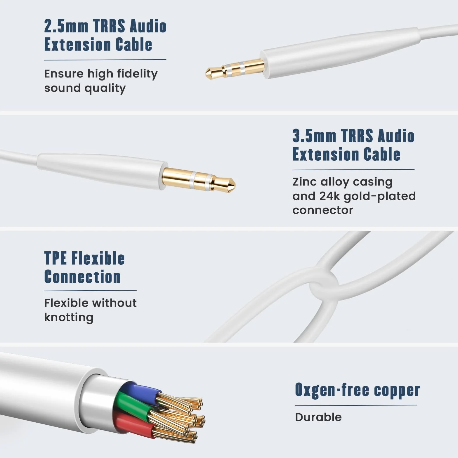 kabel przedłużający słuchawki kompatybilny z Bose QC45 QC35 QC25 700 OE2 JBL T500BT T450BT AKG Y40 Y50 Y45 słuchawki, 2,5mm do 3,5mm wymienny audio, biały