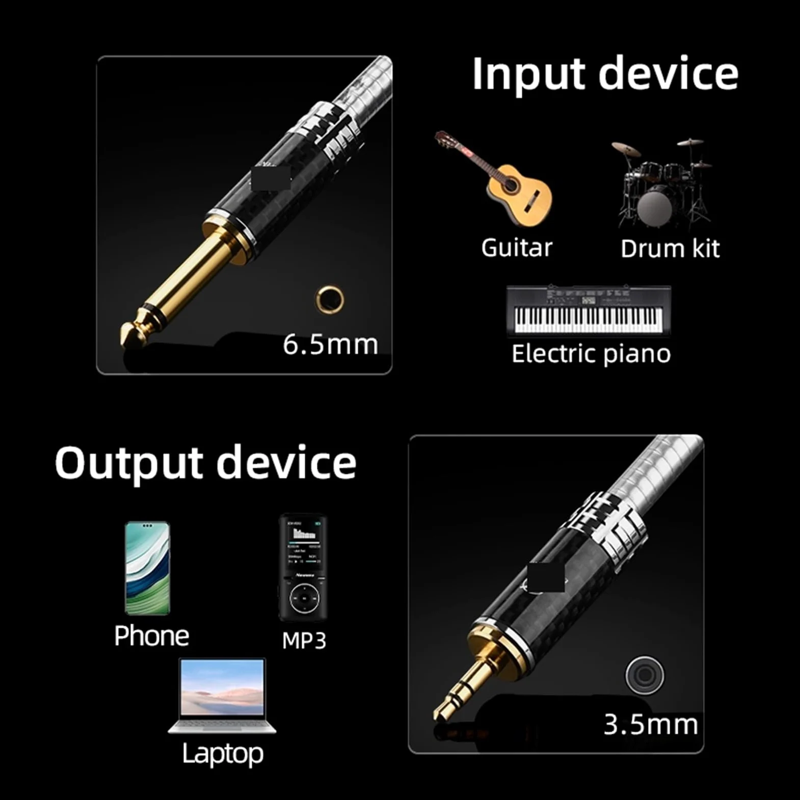 Wysokiej jakości srebrny podwójny kabel HiFi 3.5 6,35 do wzmacniacza mieszającego 2 rozdzielacz Jack Mono 6,5 do 3,5 (0,75 m) stereo kabel audio