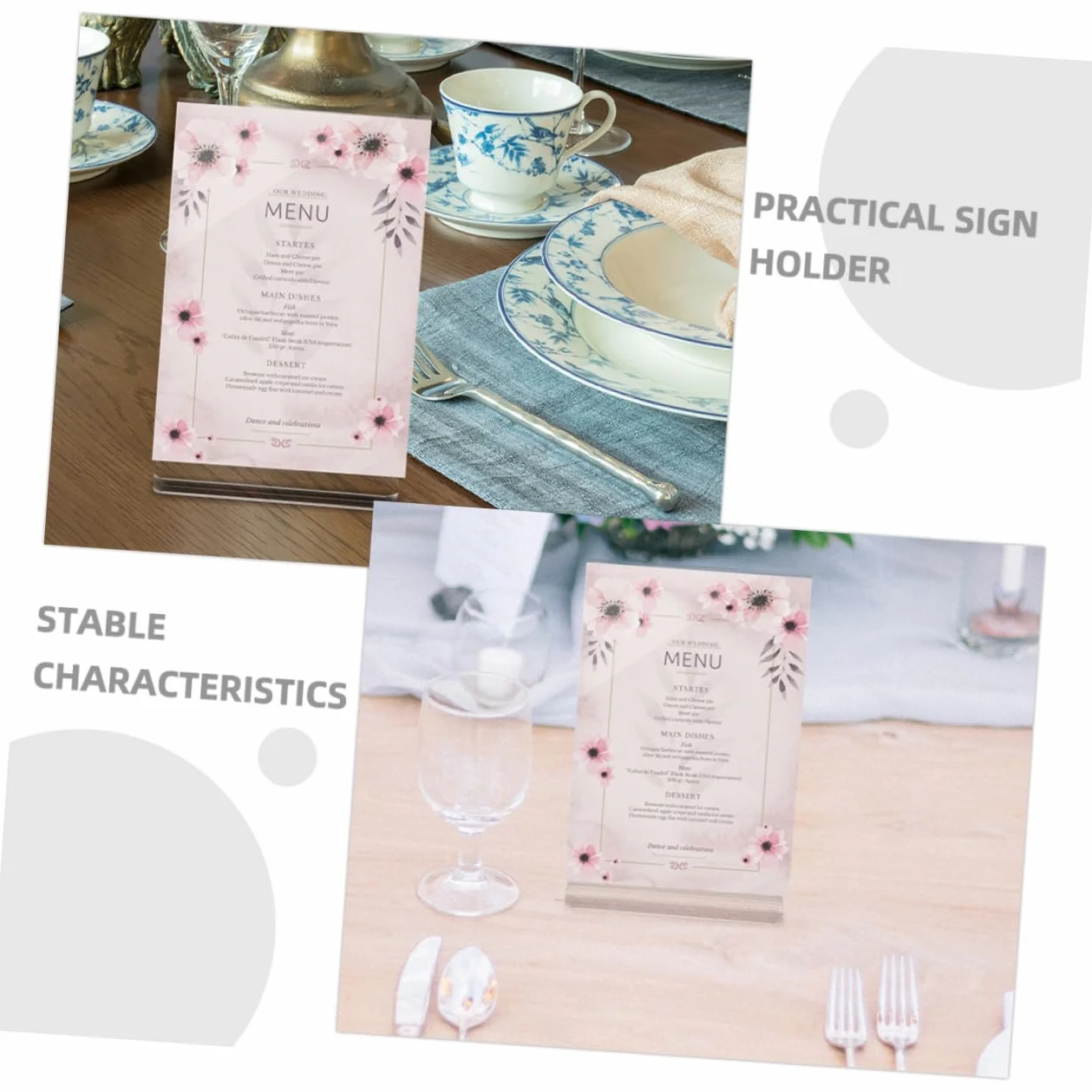 SHINEOFI 3 Szt. Przezroczysty Akrylowy Stojak Na Biurko A6 Dwustronny Stojak Na Szyldy Przezroczysta Ramka Do Menu Restauracji Pokaz Biurowy Promocje Weselne I Wydarzenia