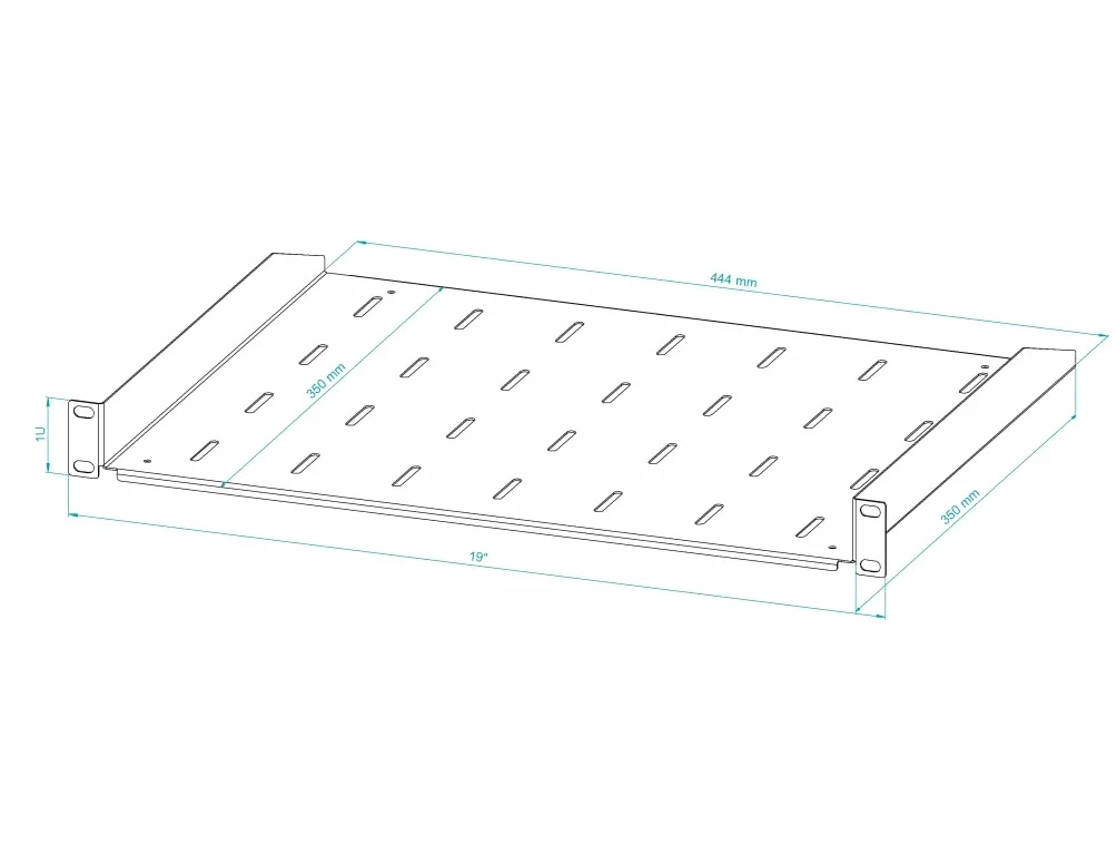 Server Shelf Eco 19 Cali 1U 350mm - Regał serwerowy Wykonany ze stali - Regały komputerowe i serwerowe - Regał Kompatybilny z szafą sieciową i szynami rack