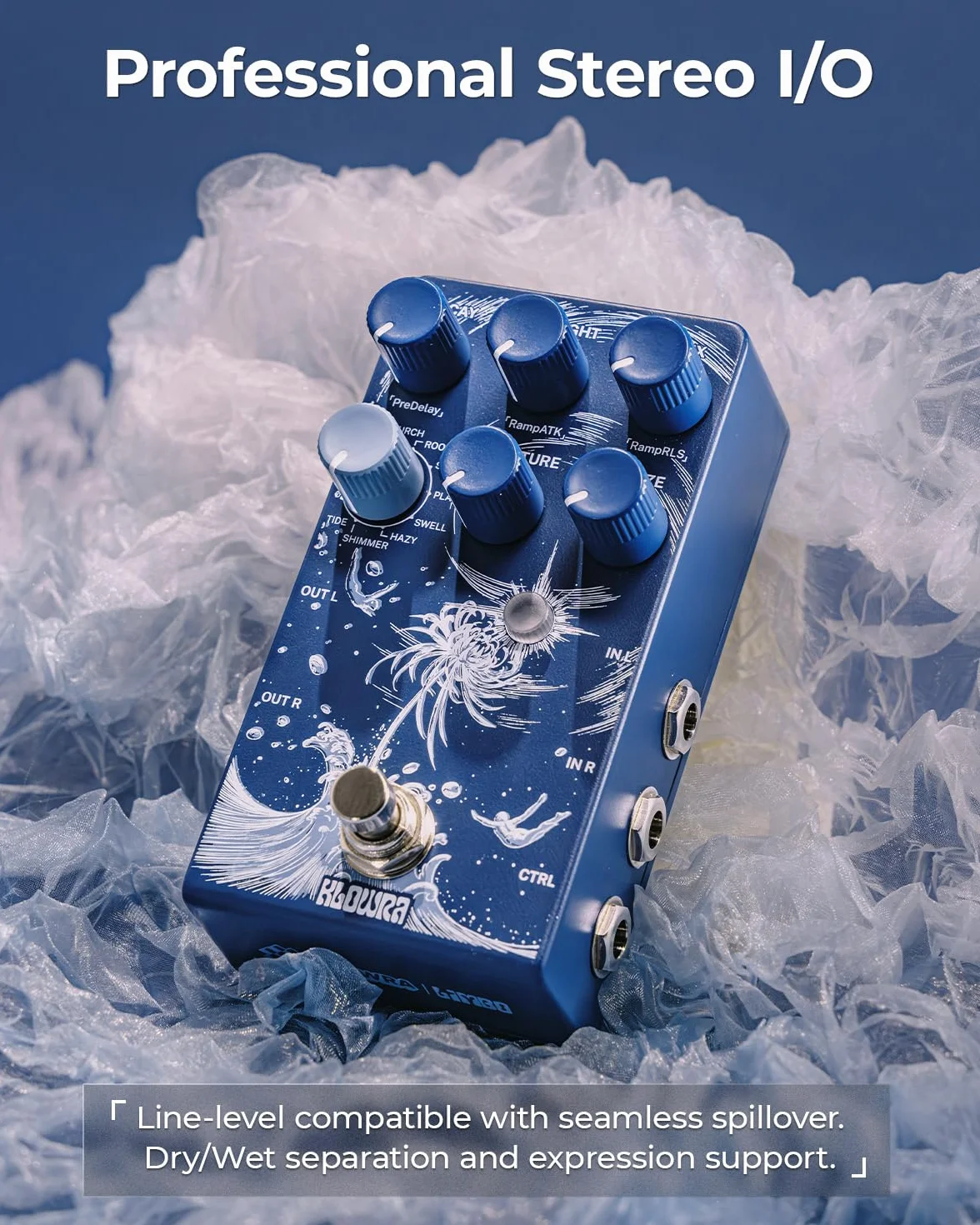 Limbo Reverb gitarowy – 9 stereofonicznych typów pogłosu otoczenia, analogowy suchy, True Bypass, Freeze & Infinity, obsługa pedału ekspresji
