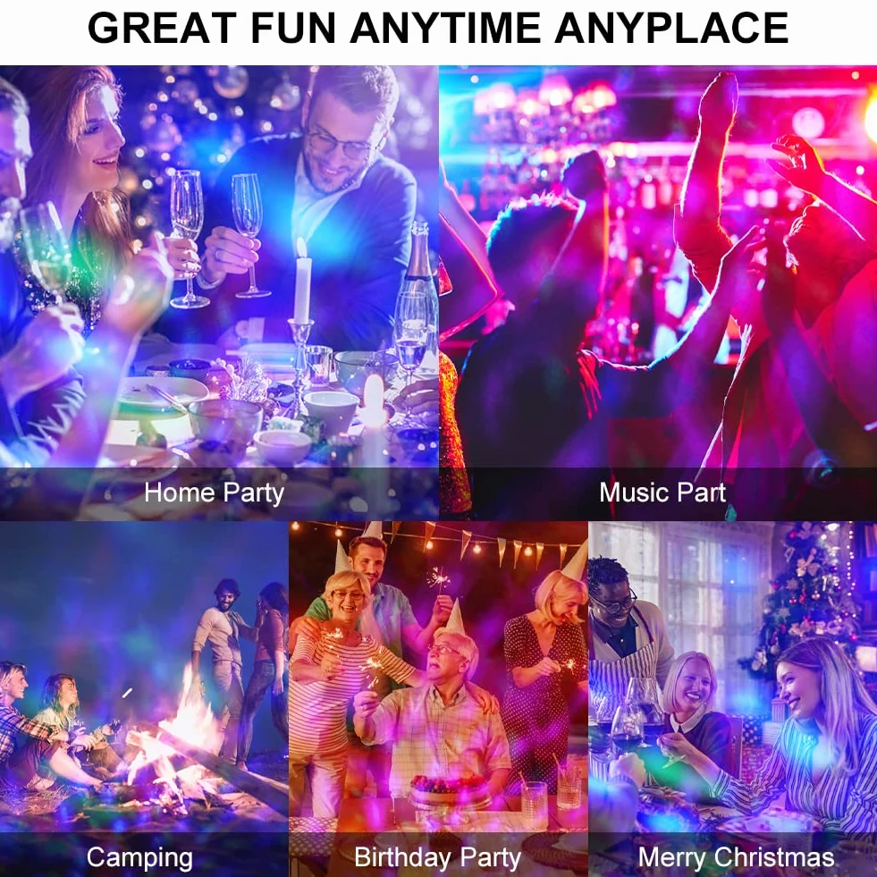 URAQT USB Disco Lights, 3 szt. Mini Disco Ball Lights, wielokolorowe LED nastrojowe światła samochodowe, lampa RGB Disco, z 3 adapterami, odpowiednie na imprezę, klub, urodziny, karaoke