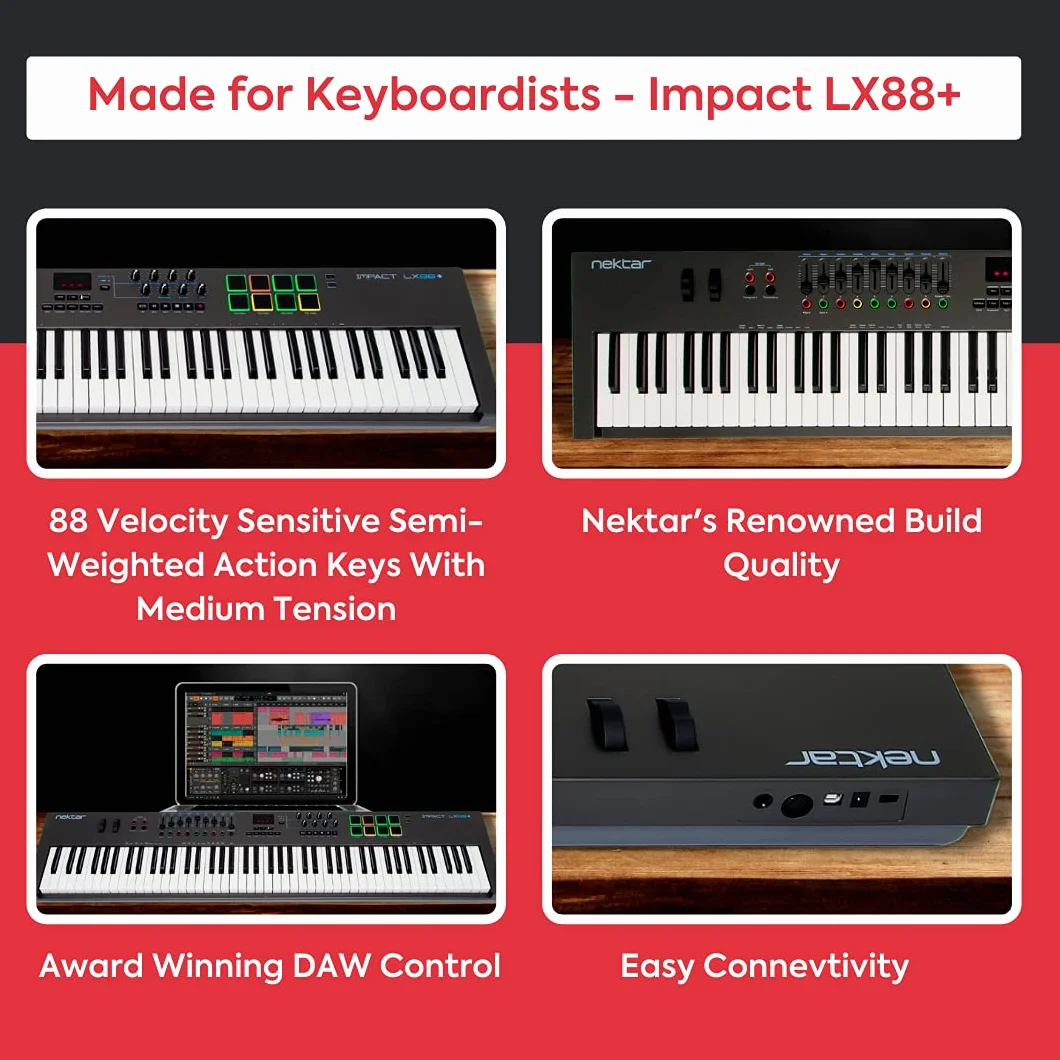 Nektar Impact LX88 + USB MIDI Keyboard Controller with Nektar DAW Integration