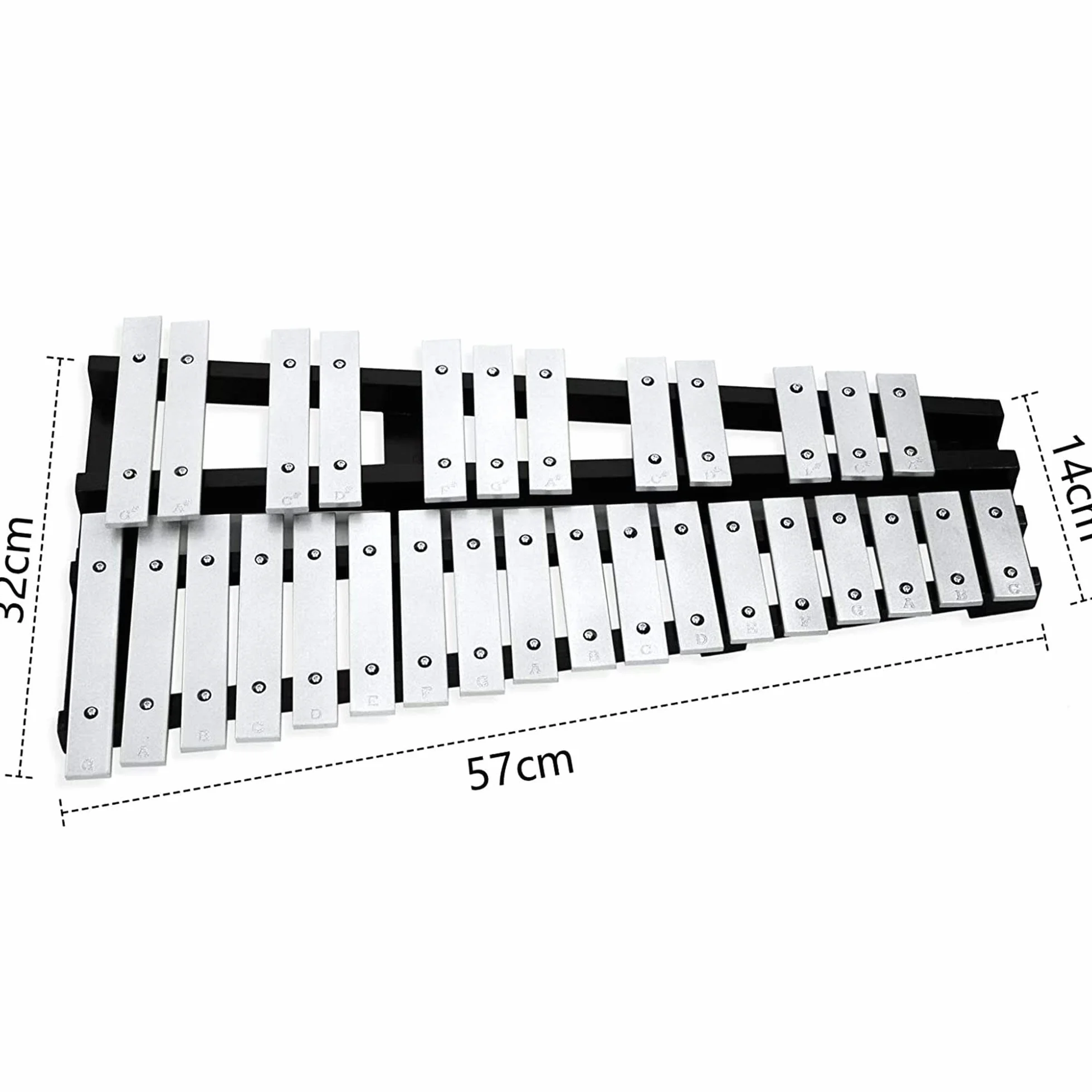 OUUTMEE Dzwonki, aluminium, 30 nut, ksylofon, drążki z 2 pałeczkami, stojak z walizką do przechowywania, koncert muzyczny, prezentacja, konkurs sztuki szkolnej
