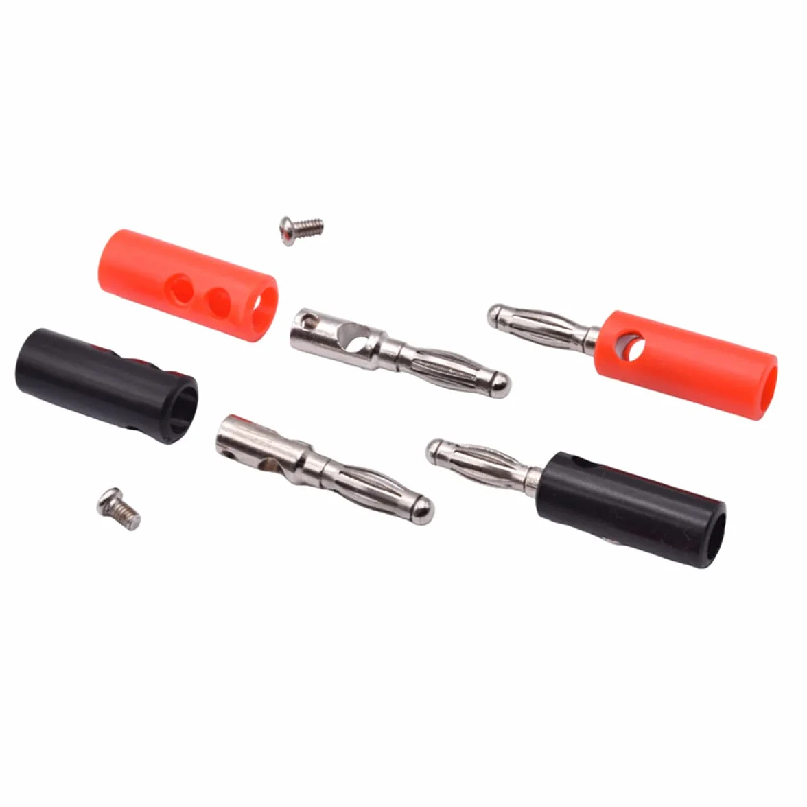 Hailege 20 sztuk 4 MM Banana Plug Plug Plug Wzmacniacz Audio Banana Wtyczka Głośnik Gniazda Złącza (10 Czerwony + 10 Czarny)