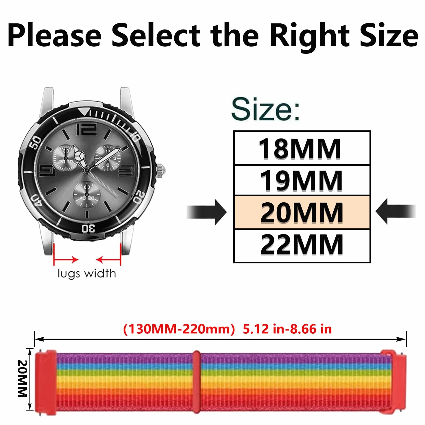 18mm 19mm 20mm 22mm Pasek sportowy z nylonu do zegarka Garmin/Galaxy/Amazfit/Huawei,Miękkie nylonowe paski wymienne zegarków sportowych typu unisex.