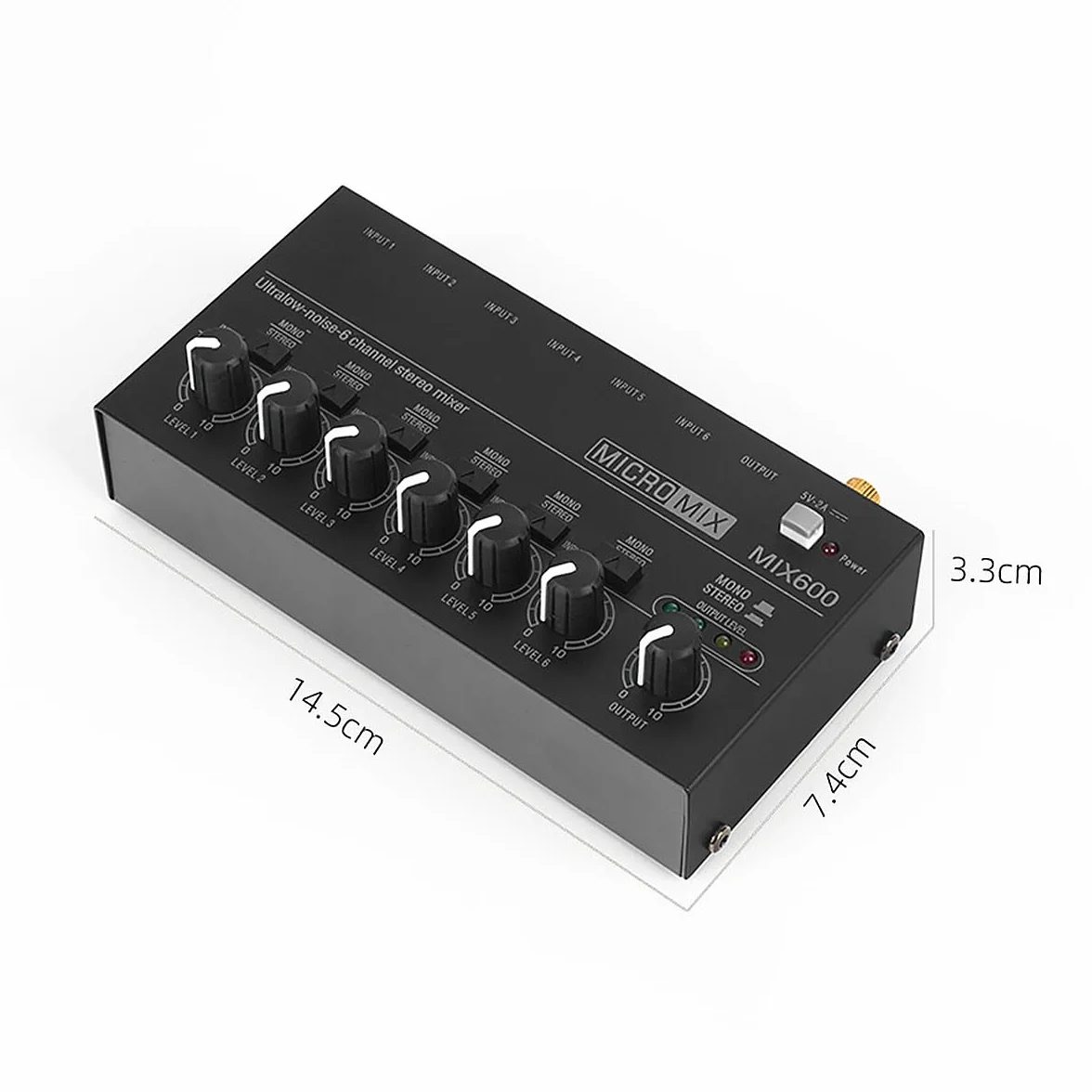 WANGCL Mikser dźwięku Ultra kompaktowy metalowy niski poziom hałasu 6-kanałowy mikser liniowy stereo do nagrywania na żywo w domowym studiu
