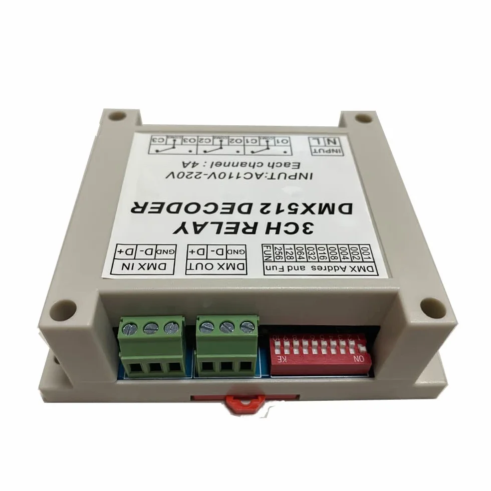 Przekaźnik Nutbro 3CH z DMX512, przekaźnik z wysokim napięciem wejściowym AC110-220V