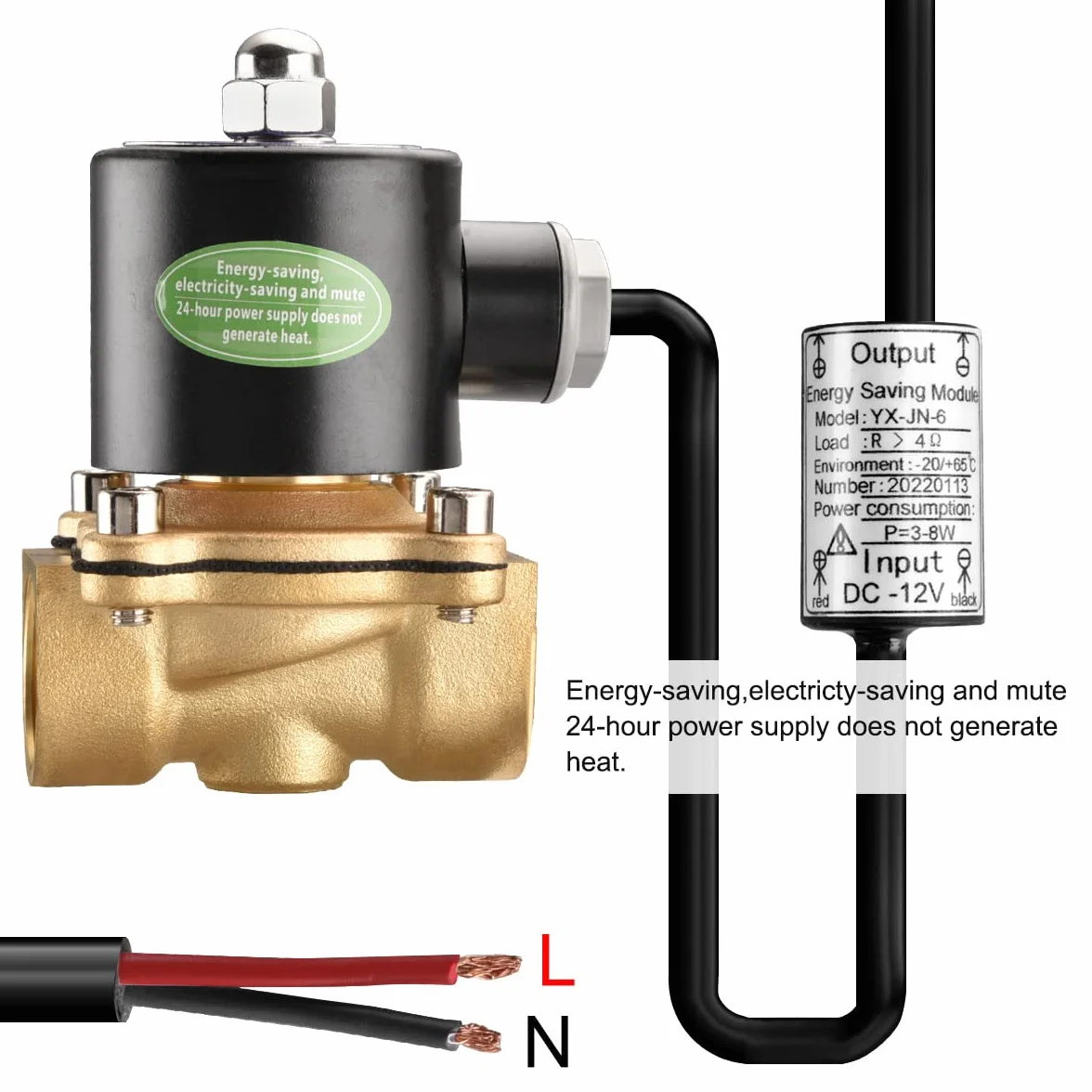 Heschen Mosiężny zawór elektromagnetyczny 2W-200-20J, DC12V, normalnie zamknięty, PT3/4