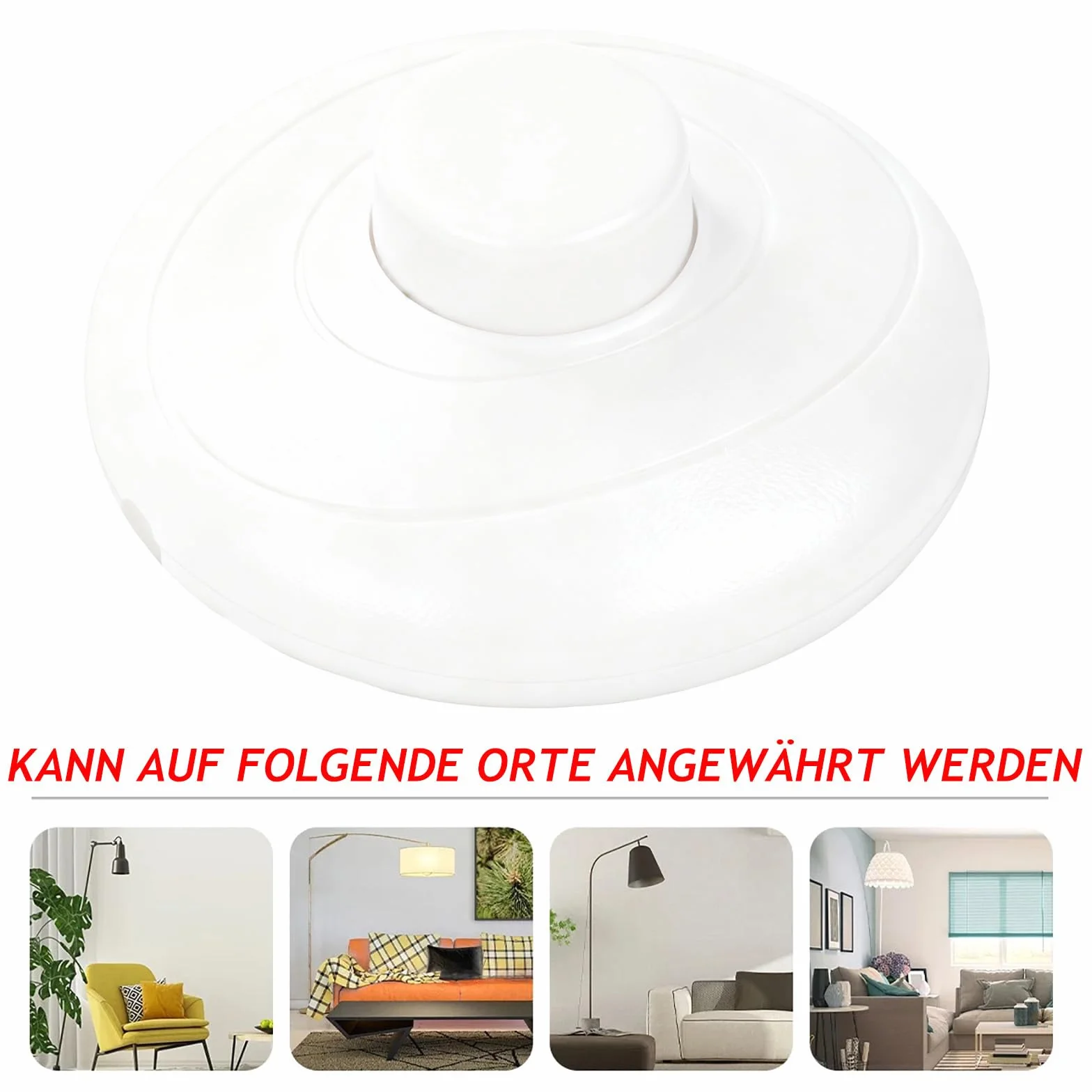 Powice Włącznik nożny, okrągły, biały, 3 A, 250 V, lampa stojąca, przełącznik pedału