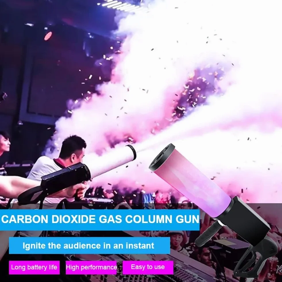 Party LED Cannon CO2 Cryo Pistol DJ Efekt Jet kolorowy z wężem gazowym Fogger Smoke Gun