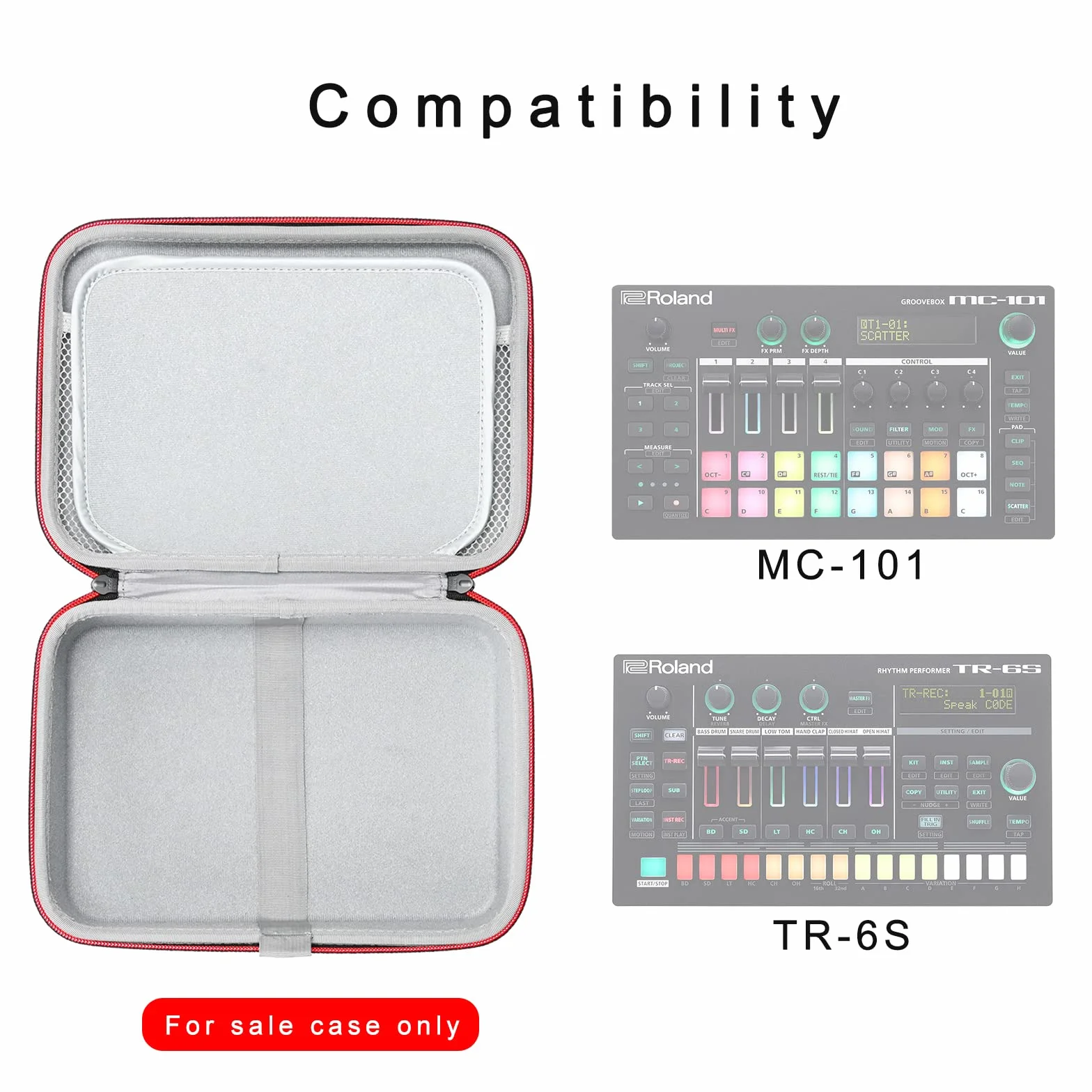 RLSOCO Torba do Roland MC-101 / TR-6S, czarny, 0