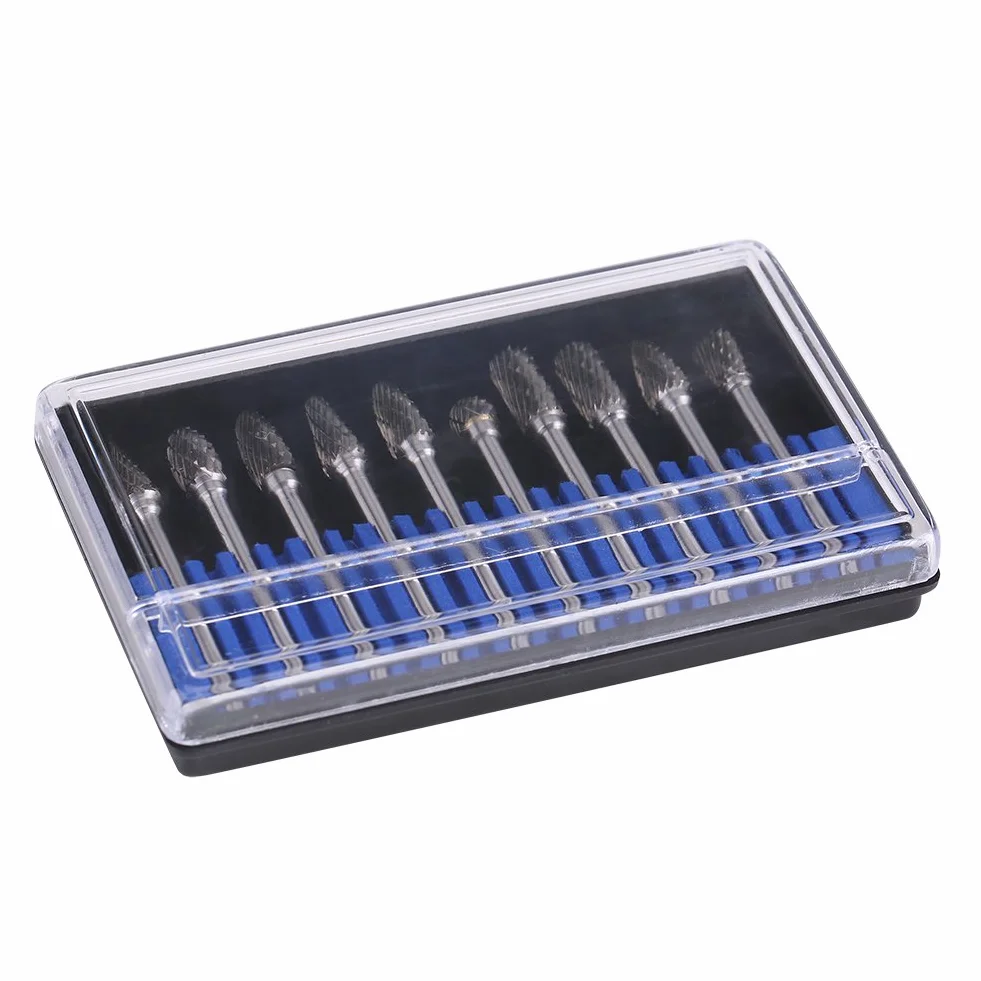10pcs Obrotowy Wiertła Frezy Ze Stali Wolframu Węglika 6 Mm Średnica Głowy Do Diy Stolarki Rzeźba Grawerowanie Wiercenia (Double Cut)