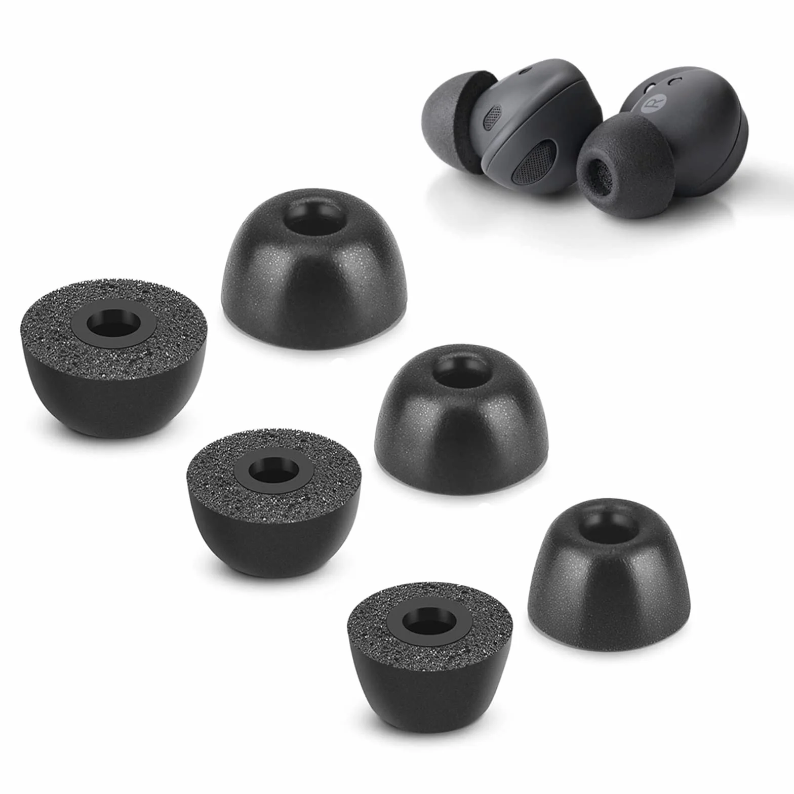 3 pary nakładek na uszy z pianki memory, kompatybilne z Samsung Galaxy Buds 2 Pro, silikonowe zatyczki do uszu, izolacja akustyczna, antypoślizgowe, rozmiary S/M/L, czarne