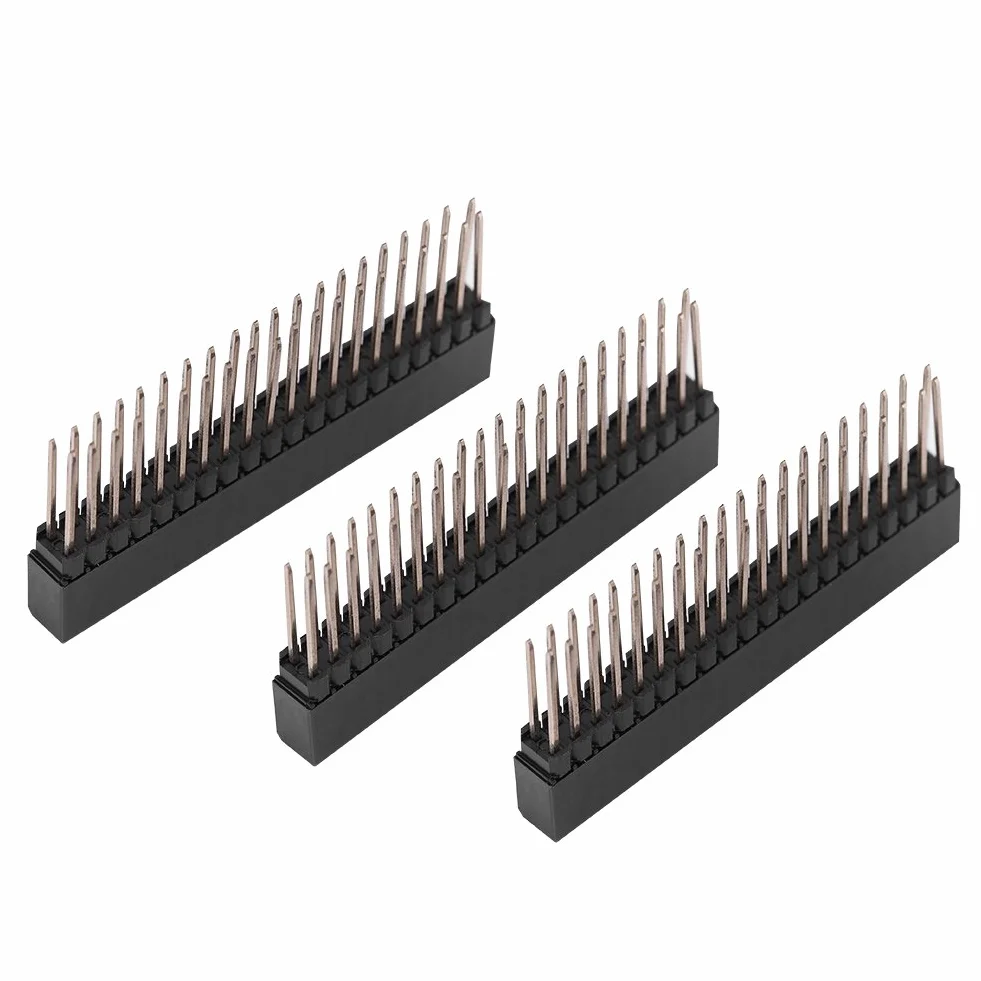 3 szt. 2 x 20 pinów 18 mm dwurzędowa męska nagłówek 2 x 20 54 m ekstra wysokie żeńskie 3 szt. nagłówki wtykowe 2,54 mm żeńskie nagłówki krótkie rzędowe dla bardzo wysokich podwójnych rzędów