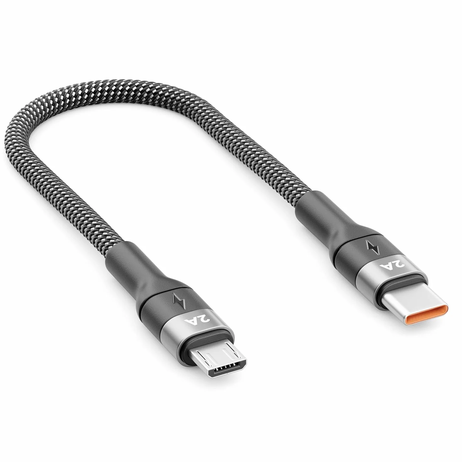 deleyCON 0,15m Krótki Kabel USB-C do Micro-USB - ładowanie i Synchronizacja, Telefon, Smartfon, Tablet, Kamera, Nawigacja, Kontroler itp.