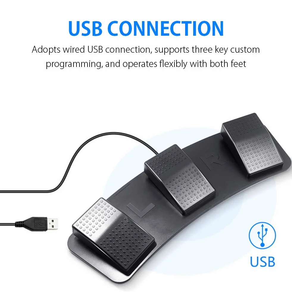 Potrójny pedał przełącznika nożnego USB, PC Pedał nożny USB Sterowanie nożne HID Programowalna klawiatura komputerowa dla systemu Windows, Linux, OS X, Android (FS23_P (przełącznik fotoelektryczny))