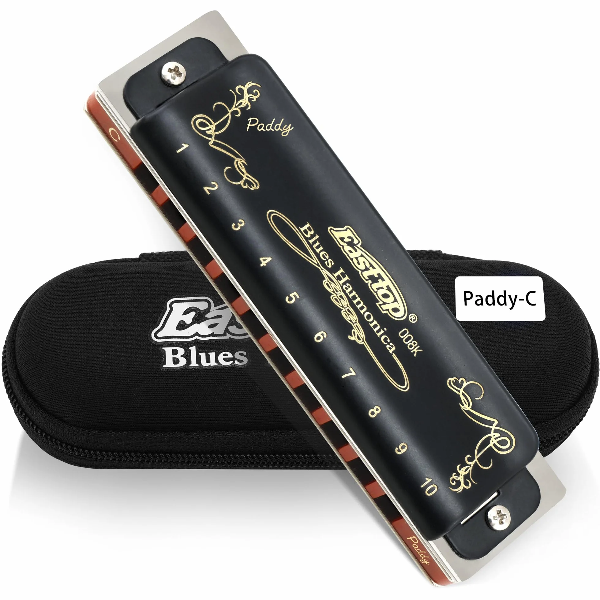 East top Harmonijka, harmonijka bluesowa, klucz Paddy C, 10 otworów, 008 K, harmonijka diatoniczna dla dorosłych, profesjonalistów i studentów