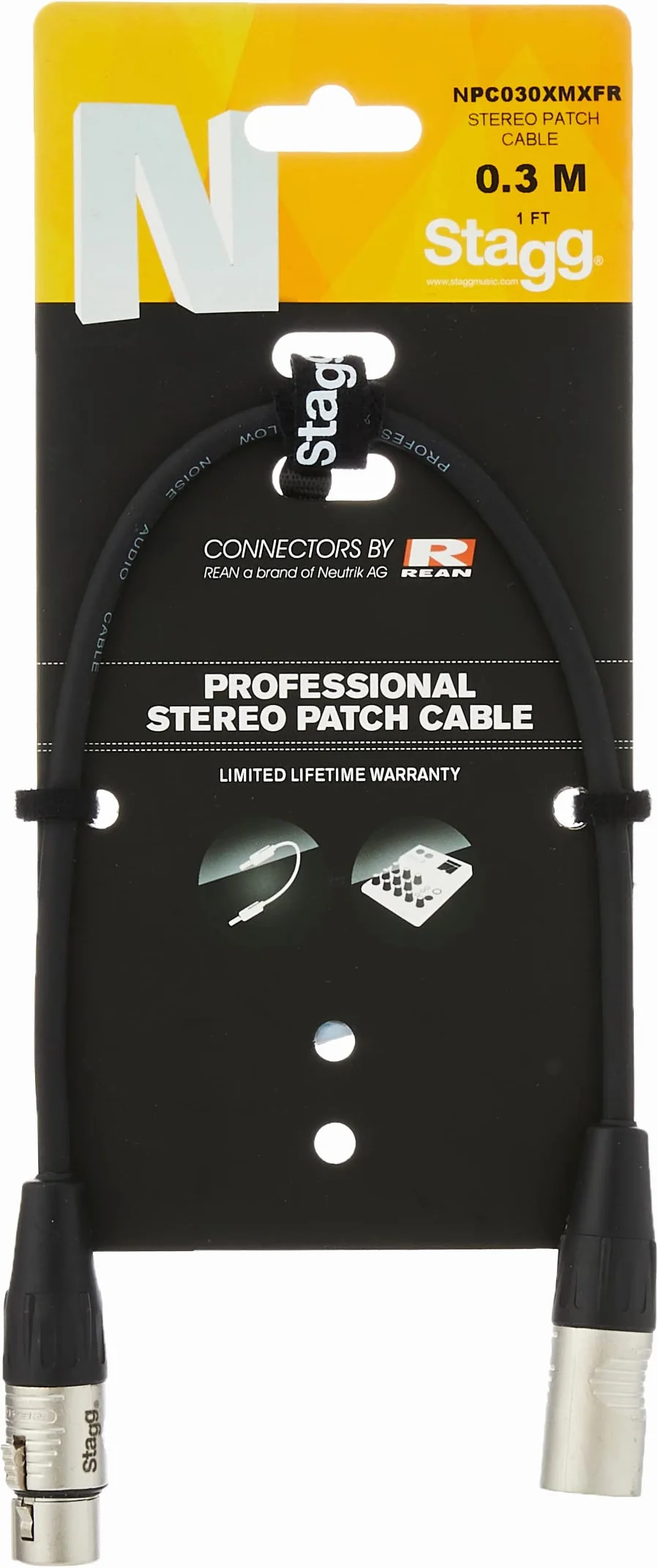 Stagg Npc030Xmxfr Kabel Krosowy, Czarny, 30 cm