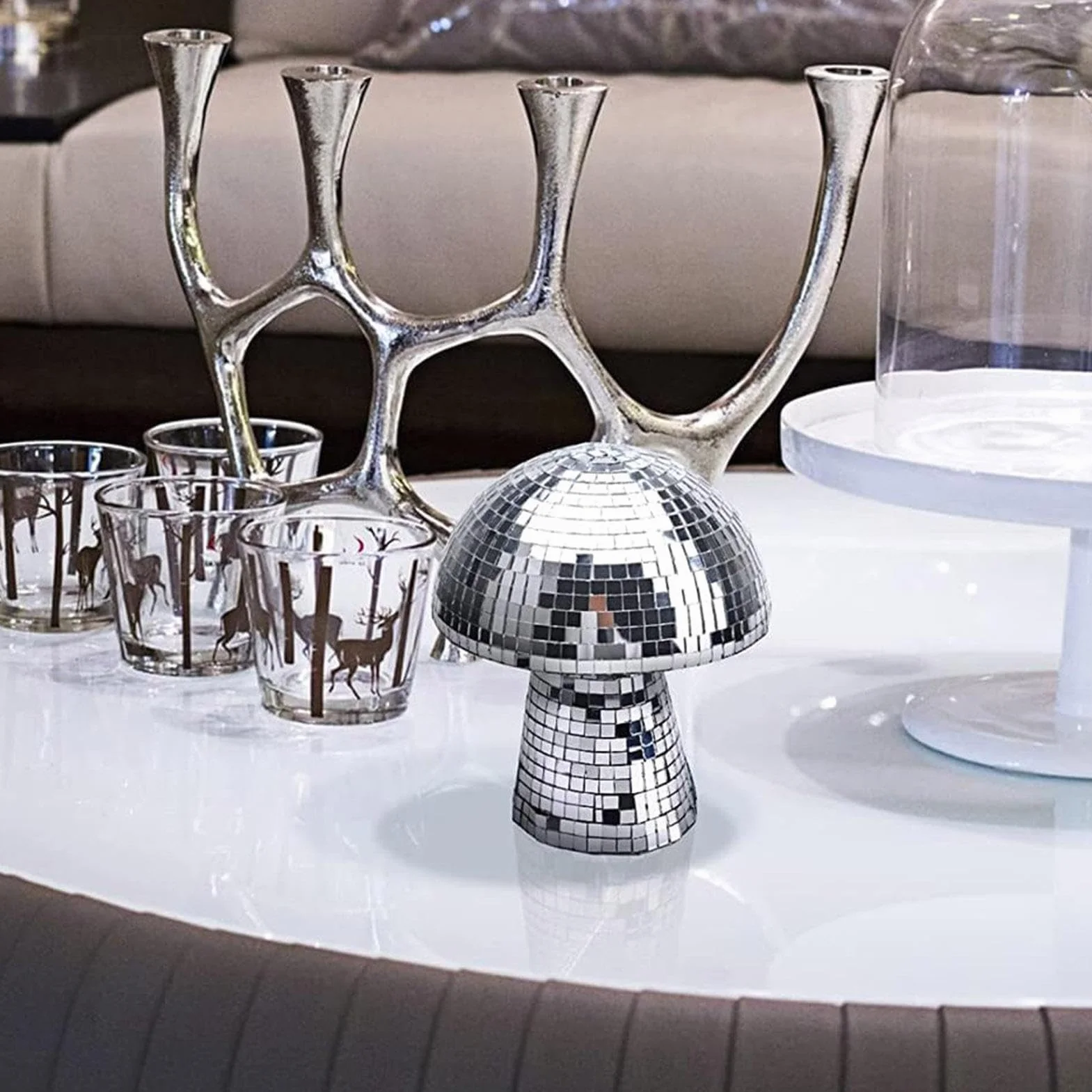 Mushroom Disco Ball, Mirror Disco Mushroom | Mirror Glitter Disco Ball dla sztuki domowej - unikalne kreatywne grzyby światła dekoracje do domu, ozdoby