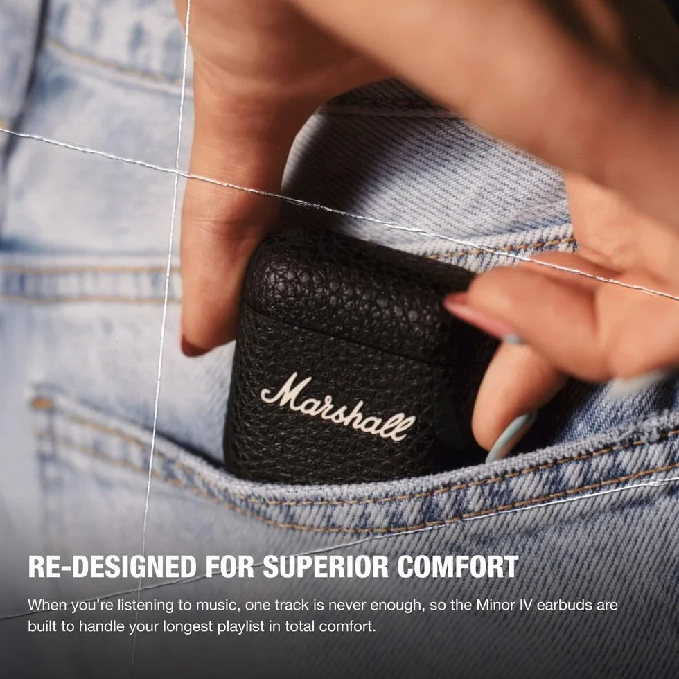 Marshall Minor IV Bezprzewodowe słuchawki Bluetooth, słuchawki douszne - czarne