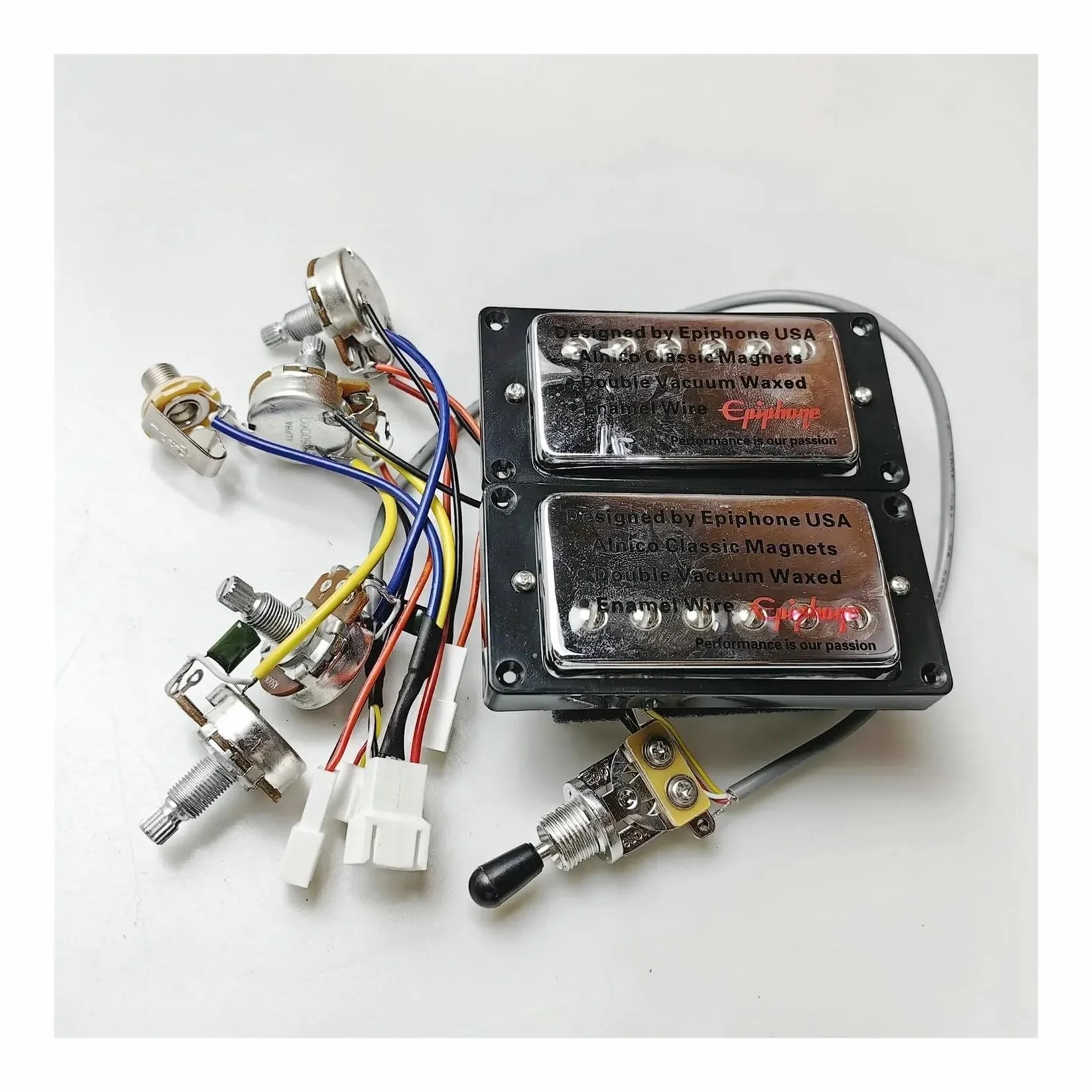 rofesjonalnych przetwornik do gitary elektrycznej Przetworniki Gitarowe Humbucker Z Zestawem Wiązek Przewodów Z Szybkozłączem Do Gitary Elektrycznej EPI (Color : Chrome BK)