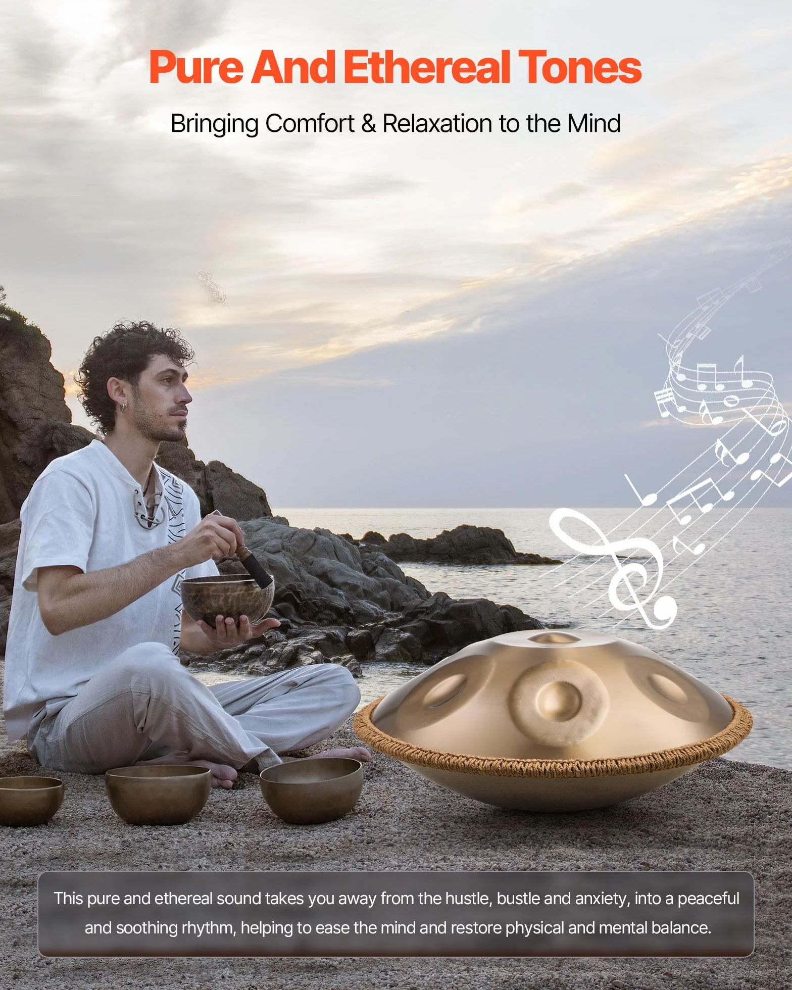 VEVOR Handpan bęben stalowy 22 w 9 nutach 432 Hz D moll instrument perkusyjny