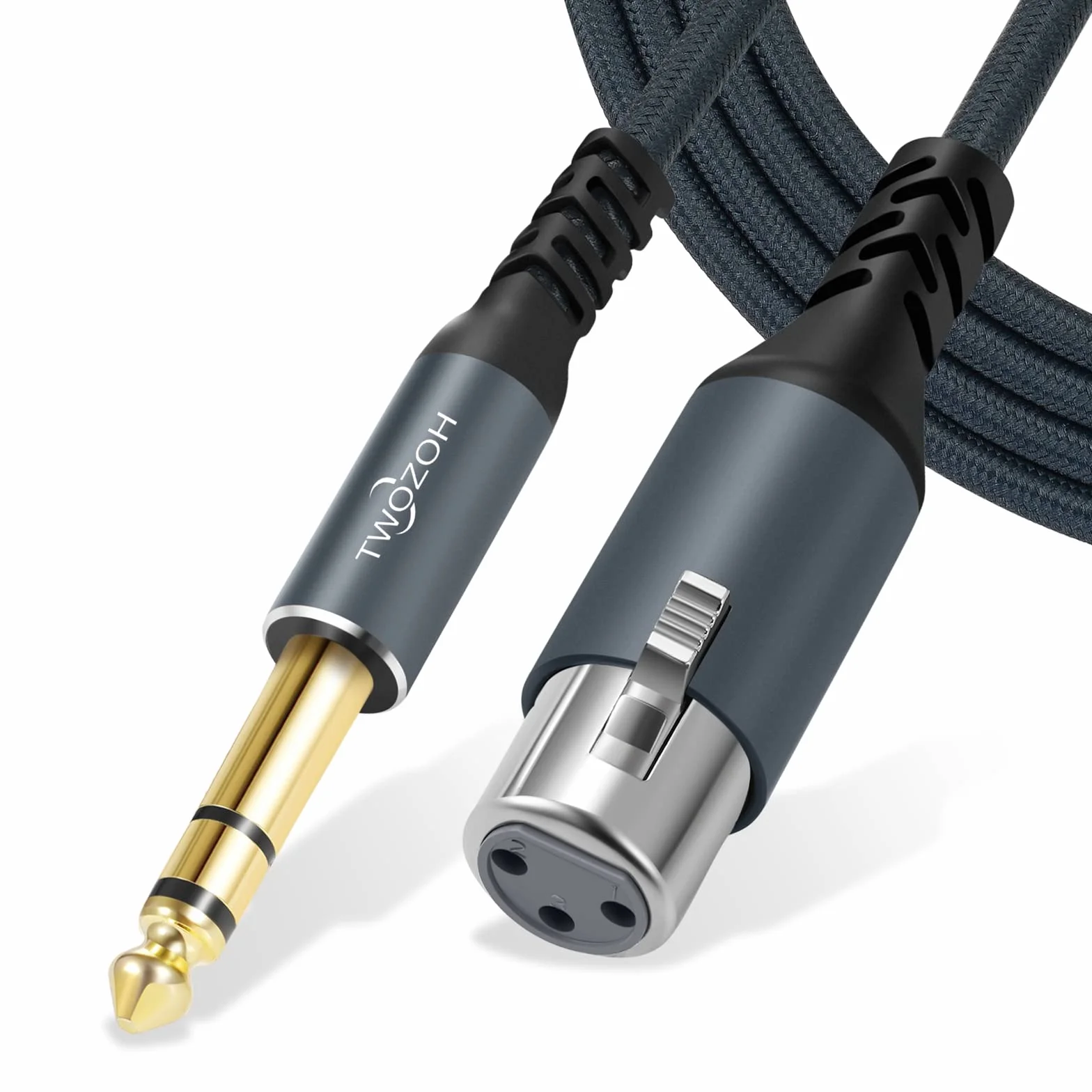 Twozoh XLR żeński na 1/4 TRS Kabel 1M 2 Pack, Pleciony 6,35 mm gniazdo stereo zbalansowany na 3-pinowy XLR Kabel mikrofonowy