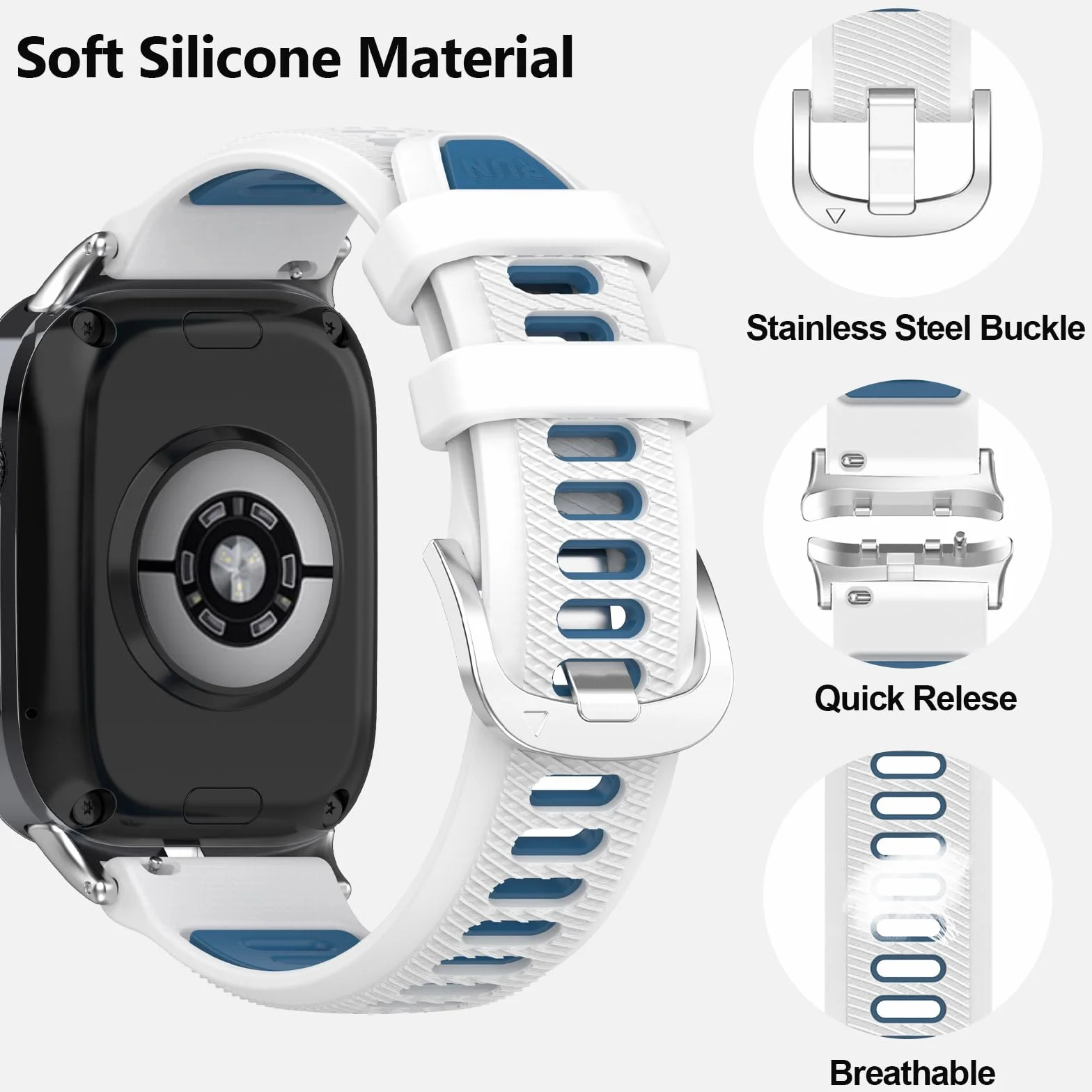 Zapasowy pasek kompatybilny z Huawei Watch D2, miękki, oddychający, silikonowy, sportowy, metalowa klamra do Huawei Watch D2, dla mężczyzn i kobiet