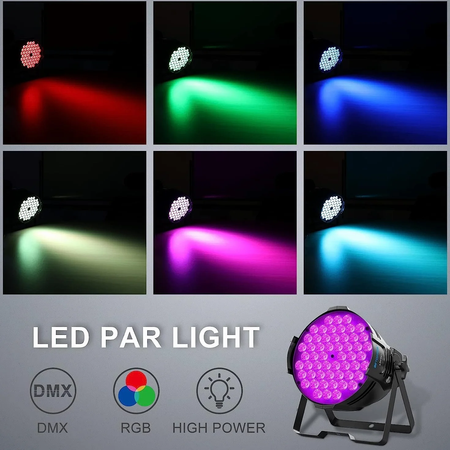 BETOPPER Reflektor LED Par RGB Oświetlenie Sceniczne 180 W, Dyskotekowe DMX512 Ze Stroboskopem, 54 x 3 W LED Na Scenę, Do Klubu, Baru, Na Wesele, Urodziny