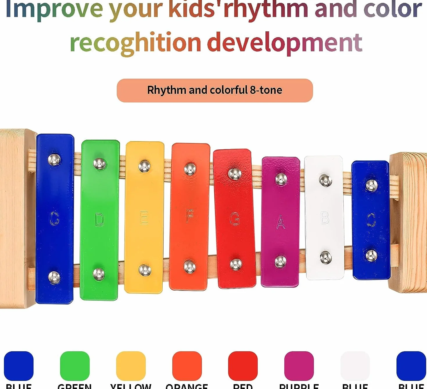 Ksylofon Drewniany dla Dzieci i Dorosłych z 2 Pałeczkami, Instrument Muzyczny