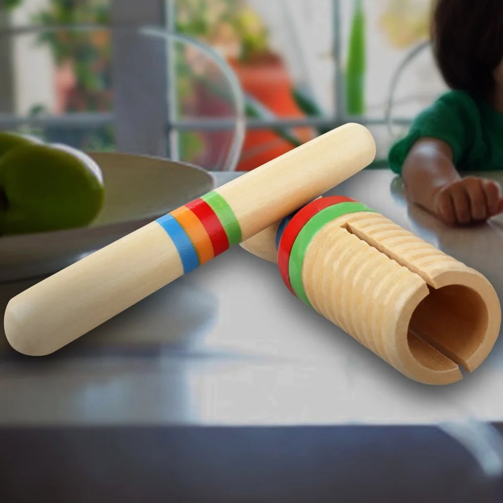 Dilwe Drewniany Guiro, Guiro Crow Sounder, zabawka perkusyjna, instrument muzyczny dla dzieci
