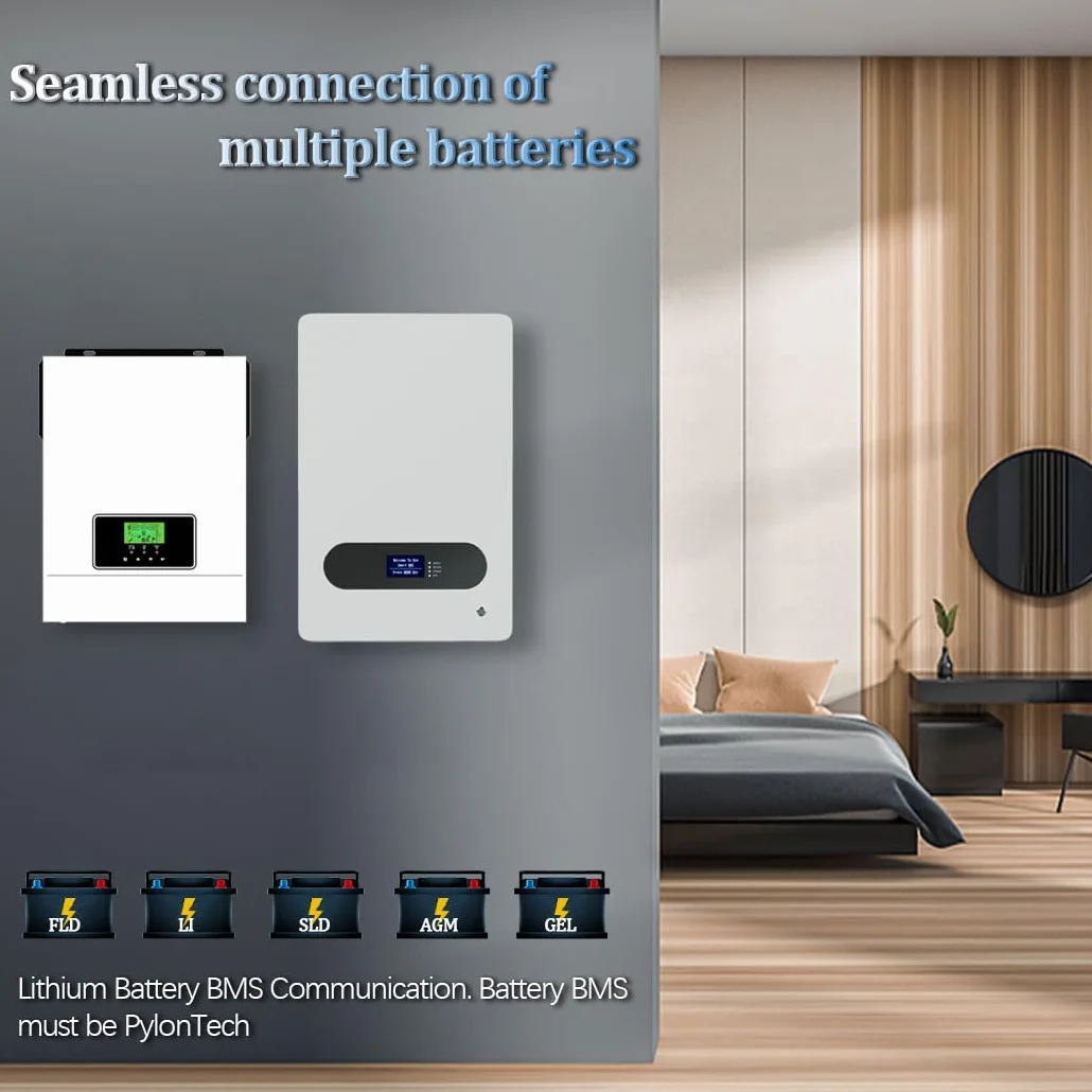 Y&H Solarny hybrydowy inwerter 2200 W, DC 12 V na AC230 V, Off-Grid Falownik sinusoidalny z ładowarką słoneczną 80 A MPPT + ładowarką AC, maks. PV 2000 W, wejście DC55-450 V, nadaje się do akumulatora
