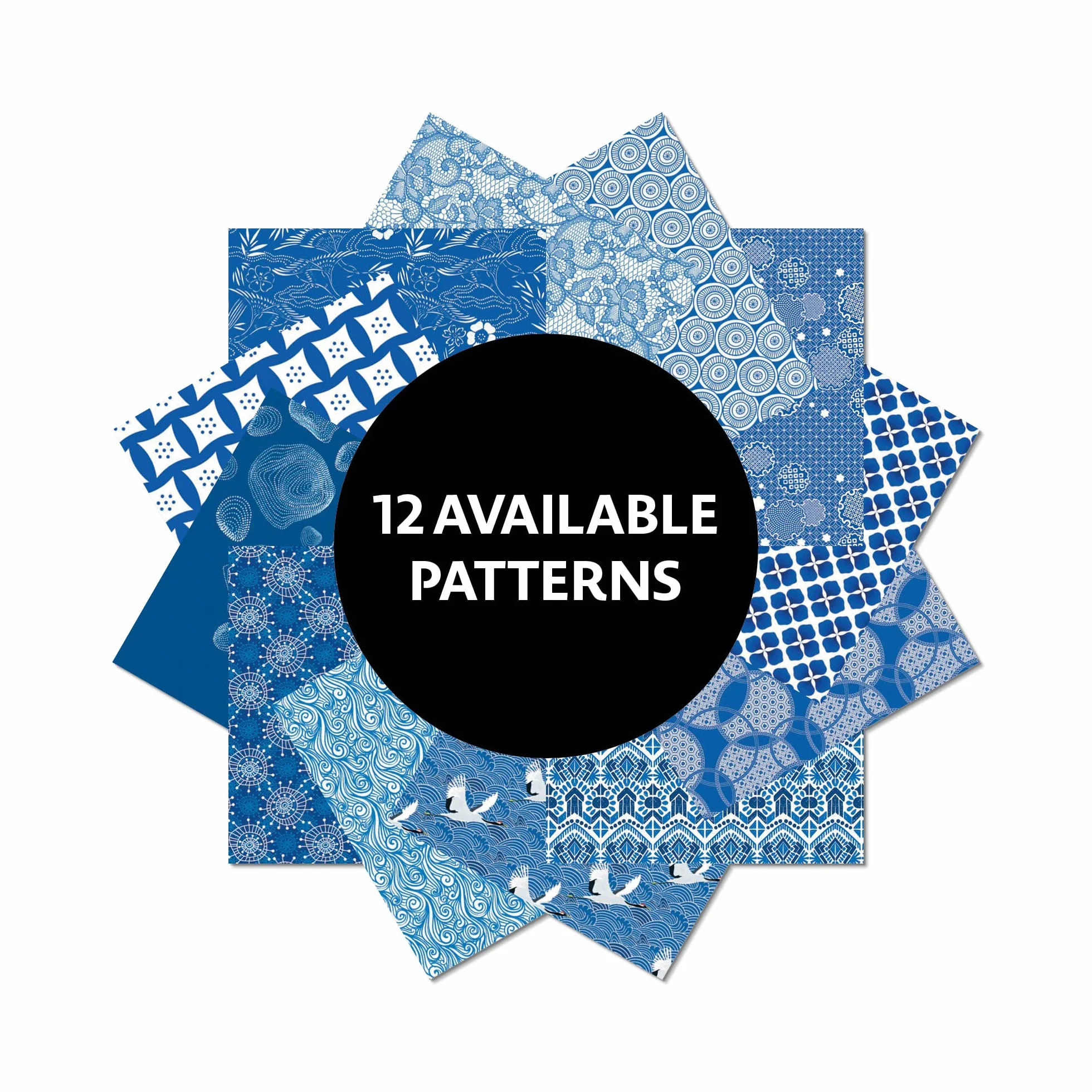 Origami Paper 200 Sheets Blue and White Patterns 6" (15 CM): High-Quality Double Sided Origami Sheets Printed with 12 Different Designs (Instructions for 6 Projects Included)