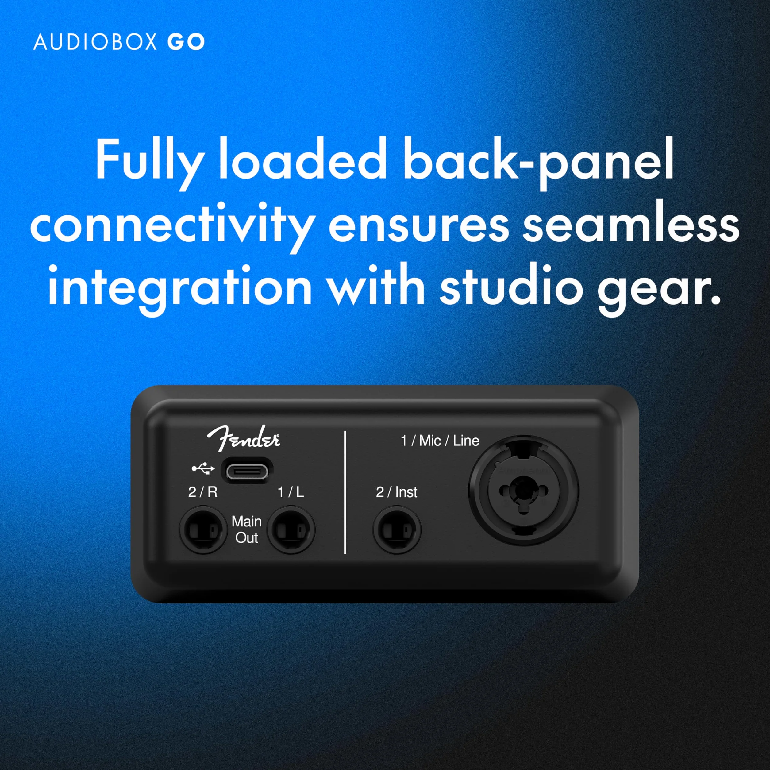 Fender AudioBox GO 2x2 USB-C Audio Interface 24-bit/96 kHz XLR Mic/Line TS Instrument Input Zero-Latency Headphone Monitoring