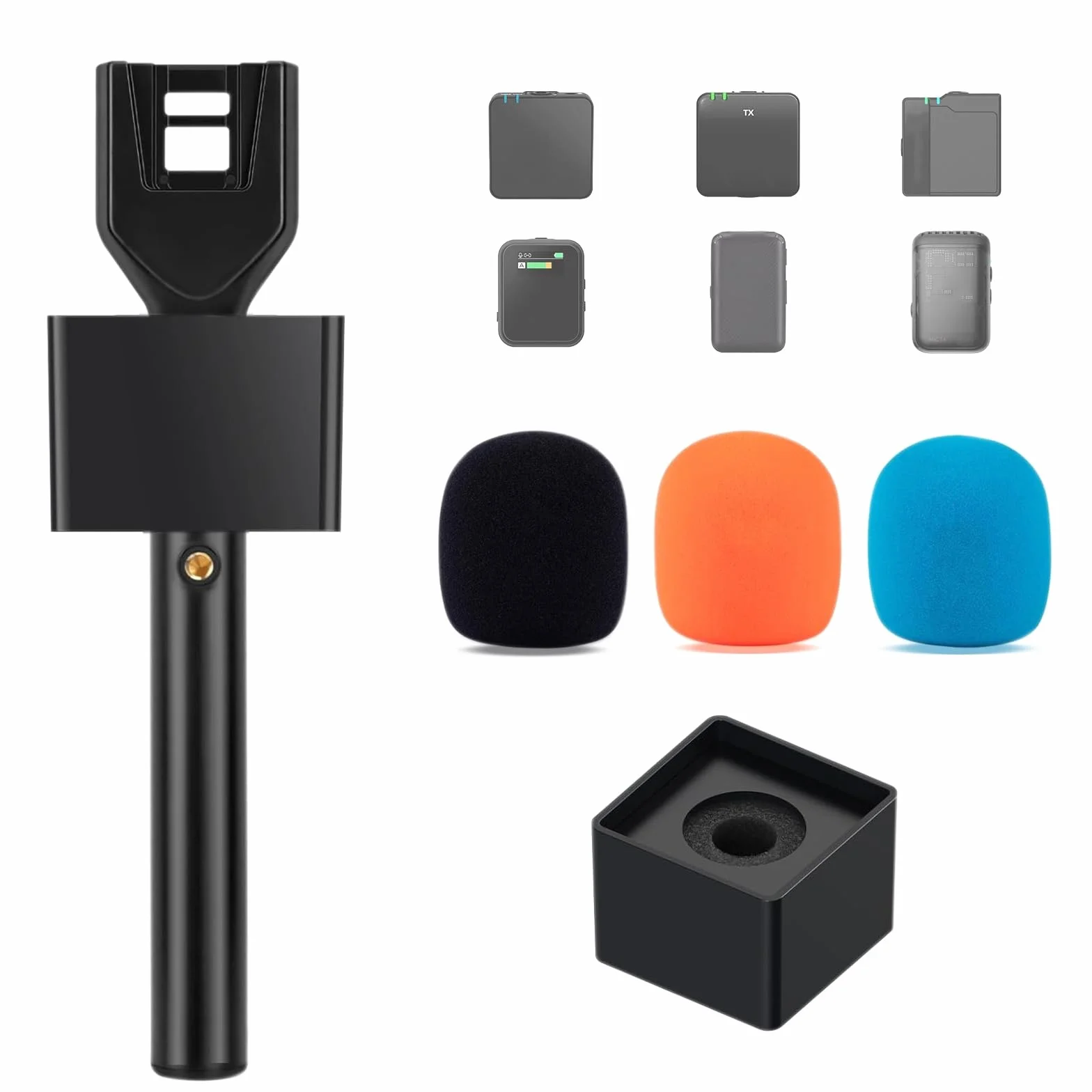 Stojak na mikrofon DJI Mic Handle Rode bezprzewodowy Go Grip z gwintem 1/4 cala 3 kolorowa pianka adapter flagi