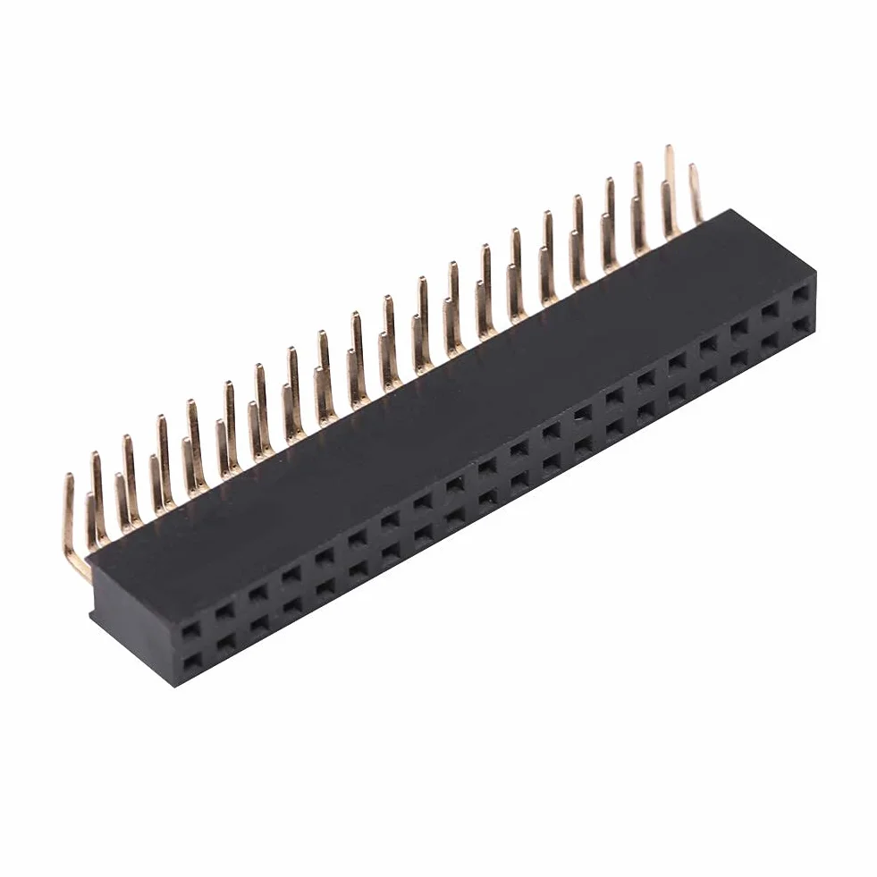 3 Sztuk 2.54mm 2x20 Pin żeński Dwurzędowy żeński Nagłówek Kątowy 4 Nagłówek Listwy Pinowe Złącze Płytka Drukowana Dwurzędowe Gniazdo Kątowe do Prototypowej Tarczy
