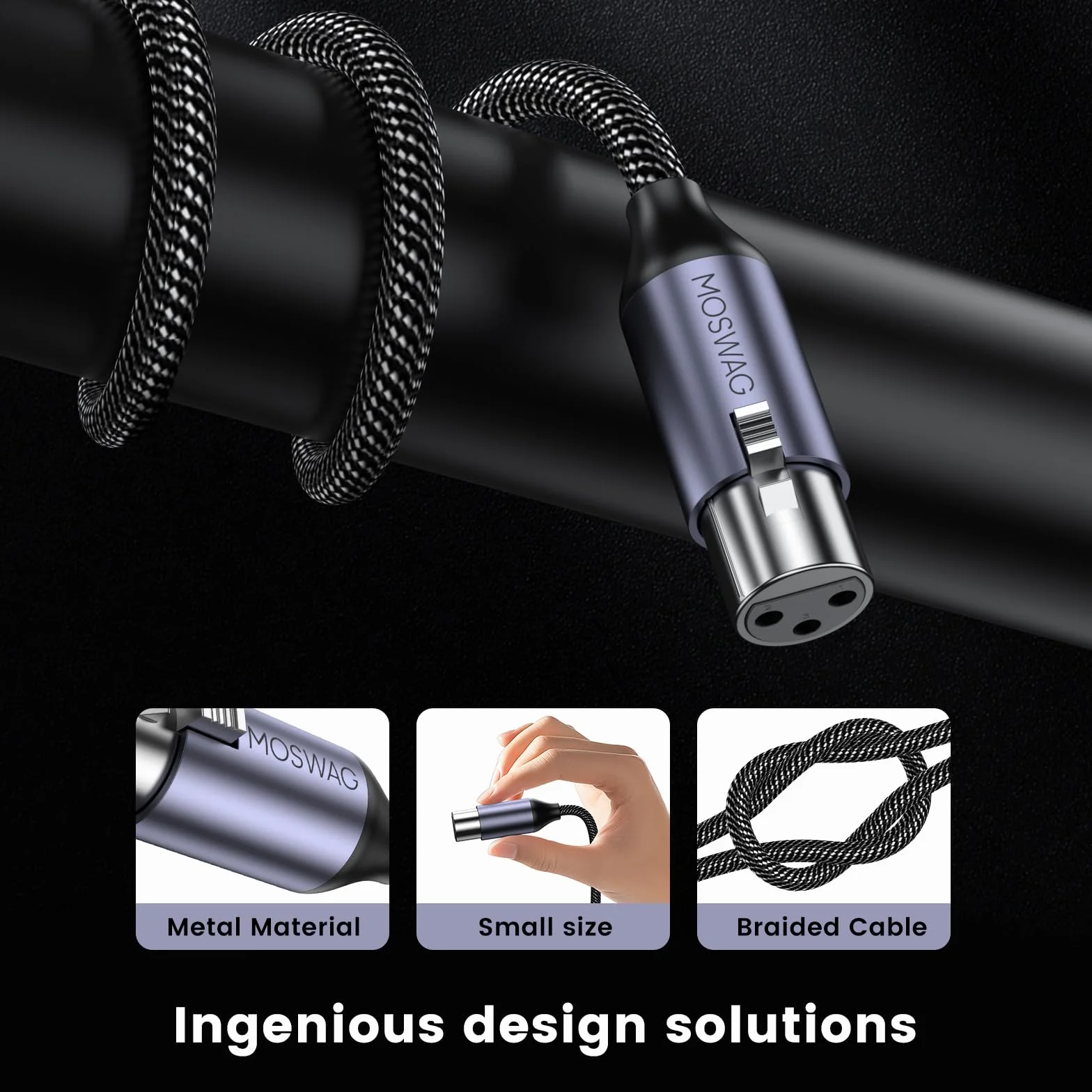 MOSWAG Zbalansowany kabel XLR mikrofon, kabel XLR męski na żeński XLR, zrównoważony kabel mikrofonowy 3PIN XLR kompatybilny z mikrofonem, mikserem mikserem, Behringerem, systemami głośników (2 M)