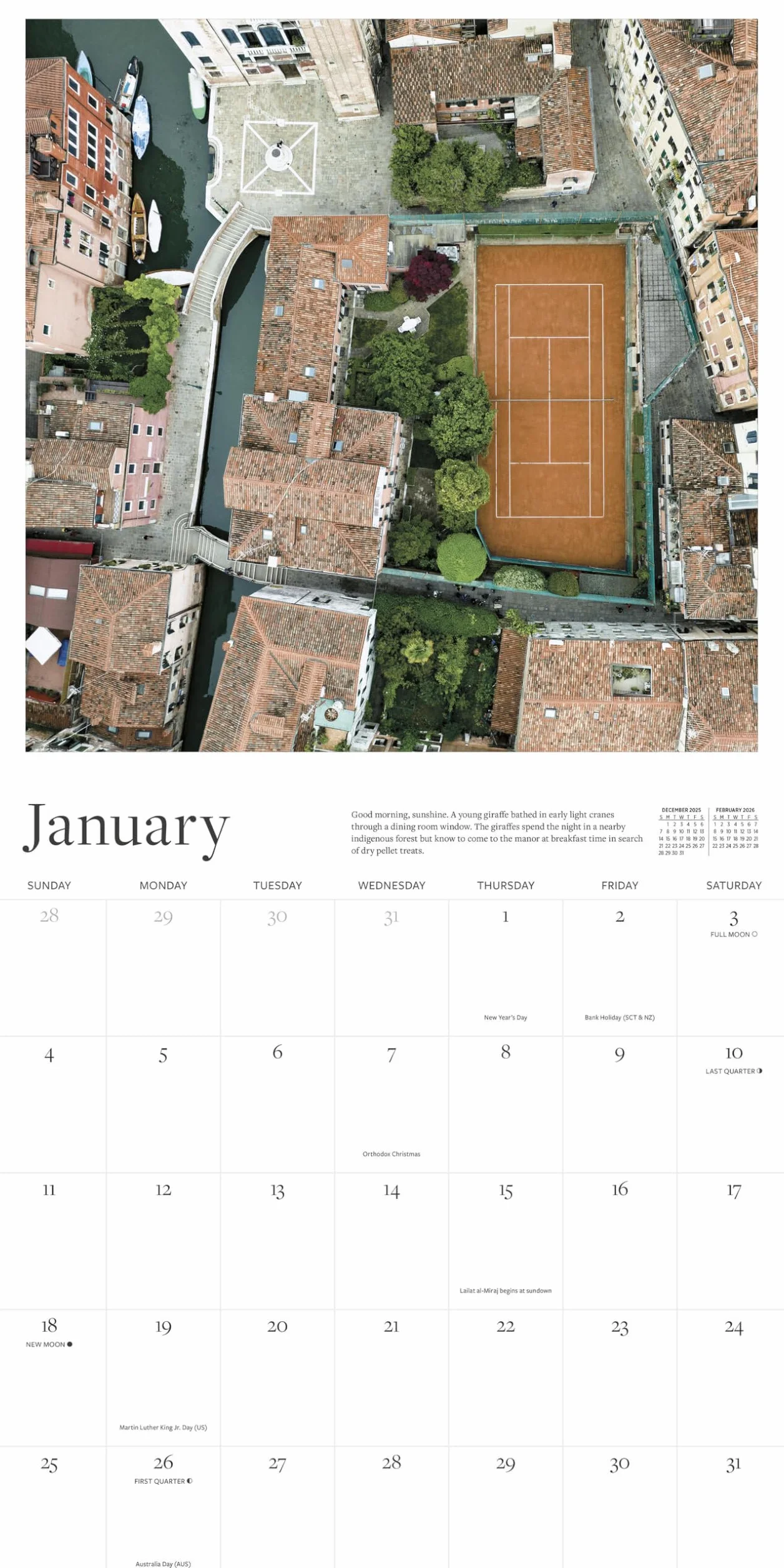 The Tennis Court Wall Calendar 2026: A Year of the World's Greatest Tennis Courts