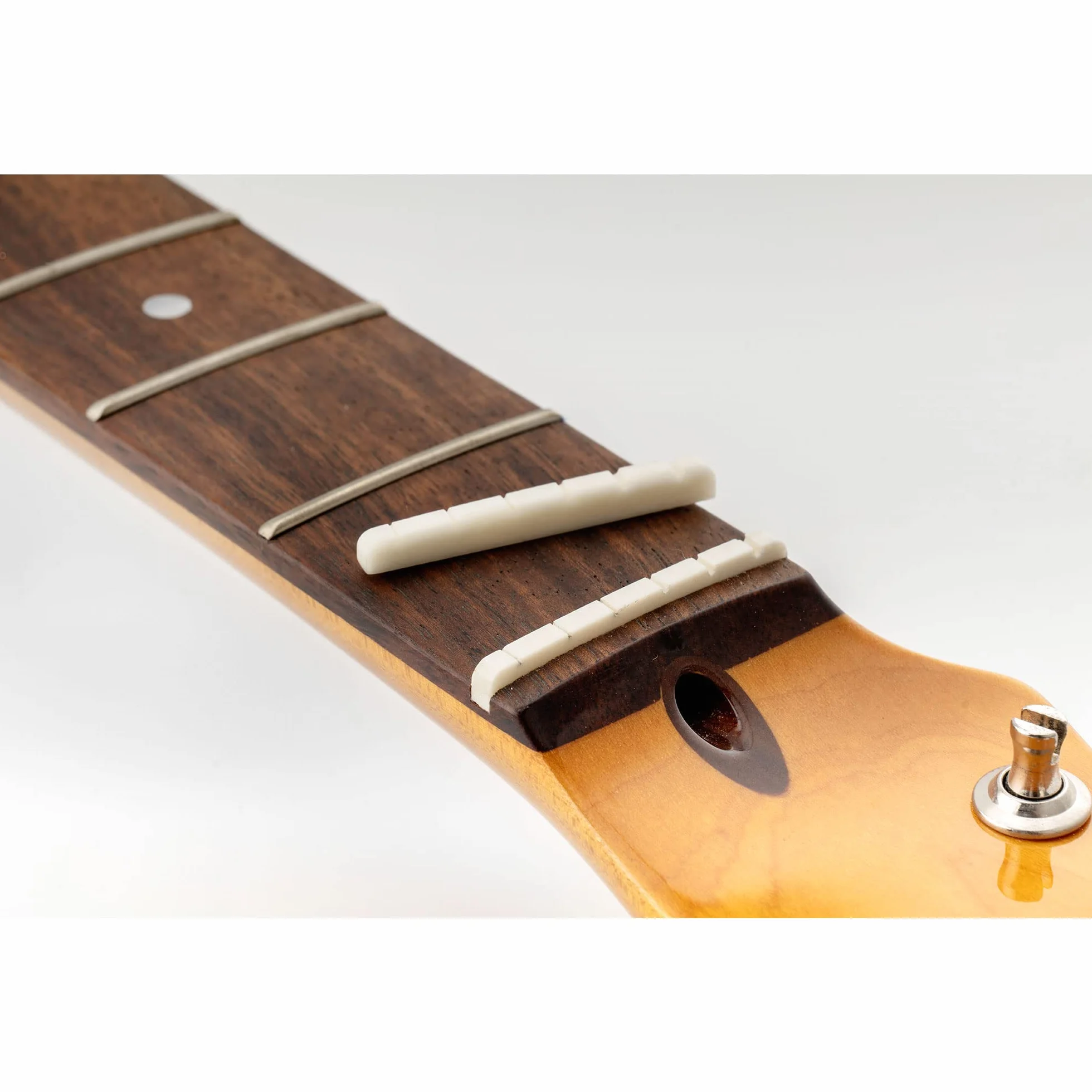 Musiclily 42mm Kość Siodełko Nut do Gitary Elektrycznej 6-strunowej Fender Strat Tele 42x3,5x4,5mm(2 szt.)