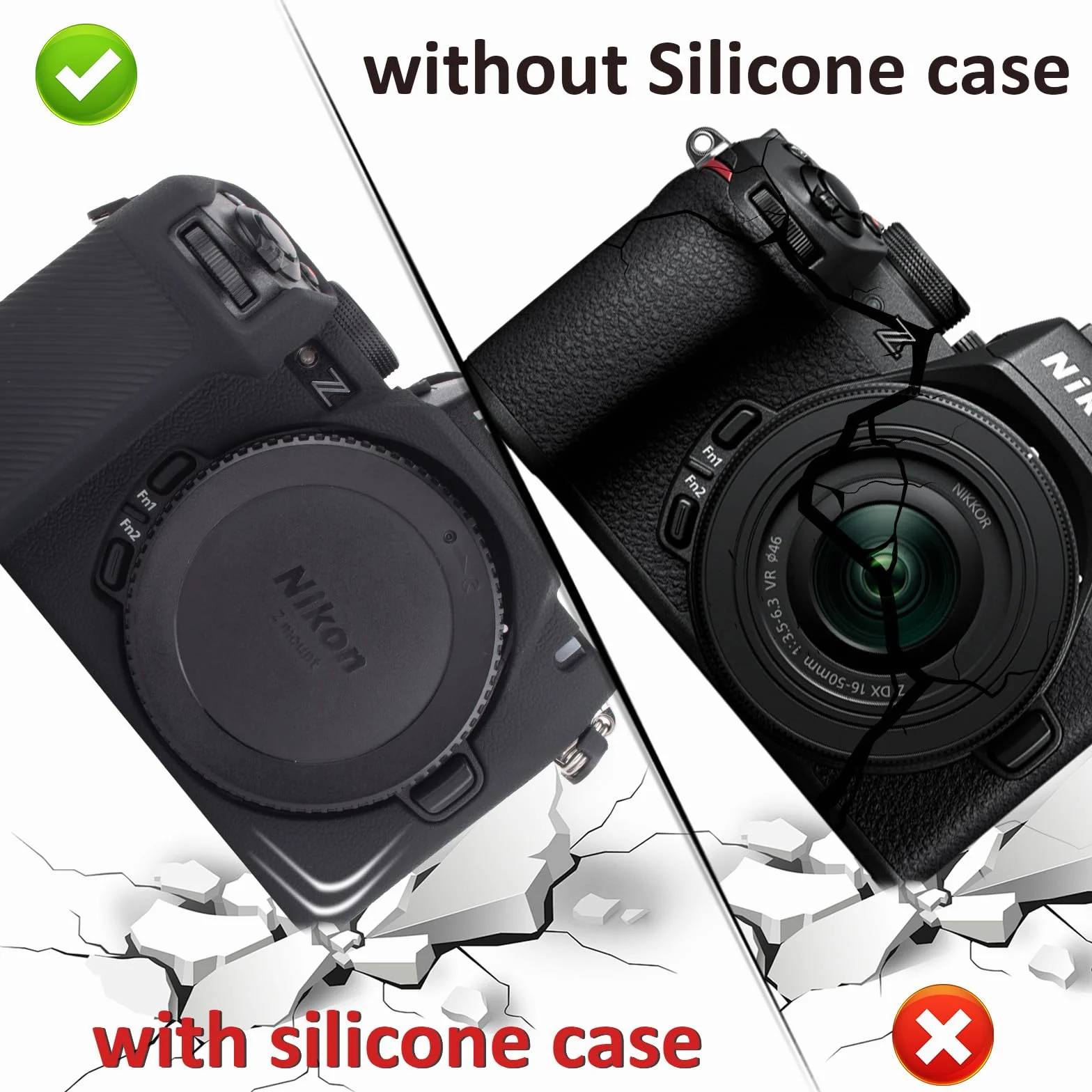 MUZIRI KINOKOO Silikonowe etui kompatybilne z aparatem cyfrowym Nikon Z50 II, miękka guma Z50II, pokrowiec ochronny z uchwytem na rękę, antypoślizgowe i odporne na zarysowania, czarne