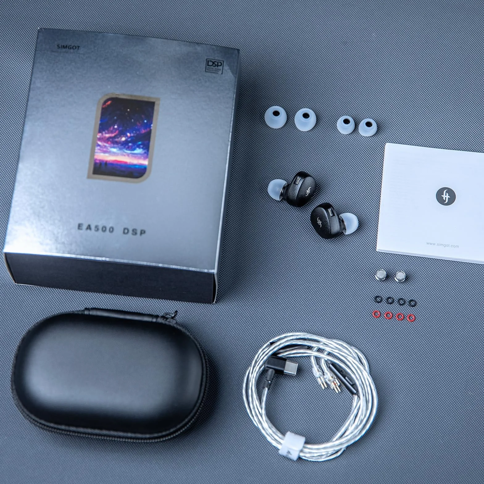 LINSOUL SIMGOT EA500 DSP dynamiczny sterownik 10 mm monitor douszny, Dual Cavity IEM z wymienną dyszą tuningową, zdejmowany 2-pinowy posrebrzany kabel dla audiofilów