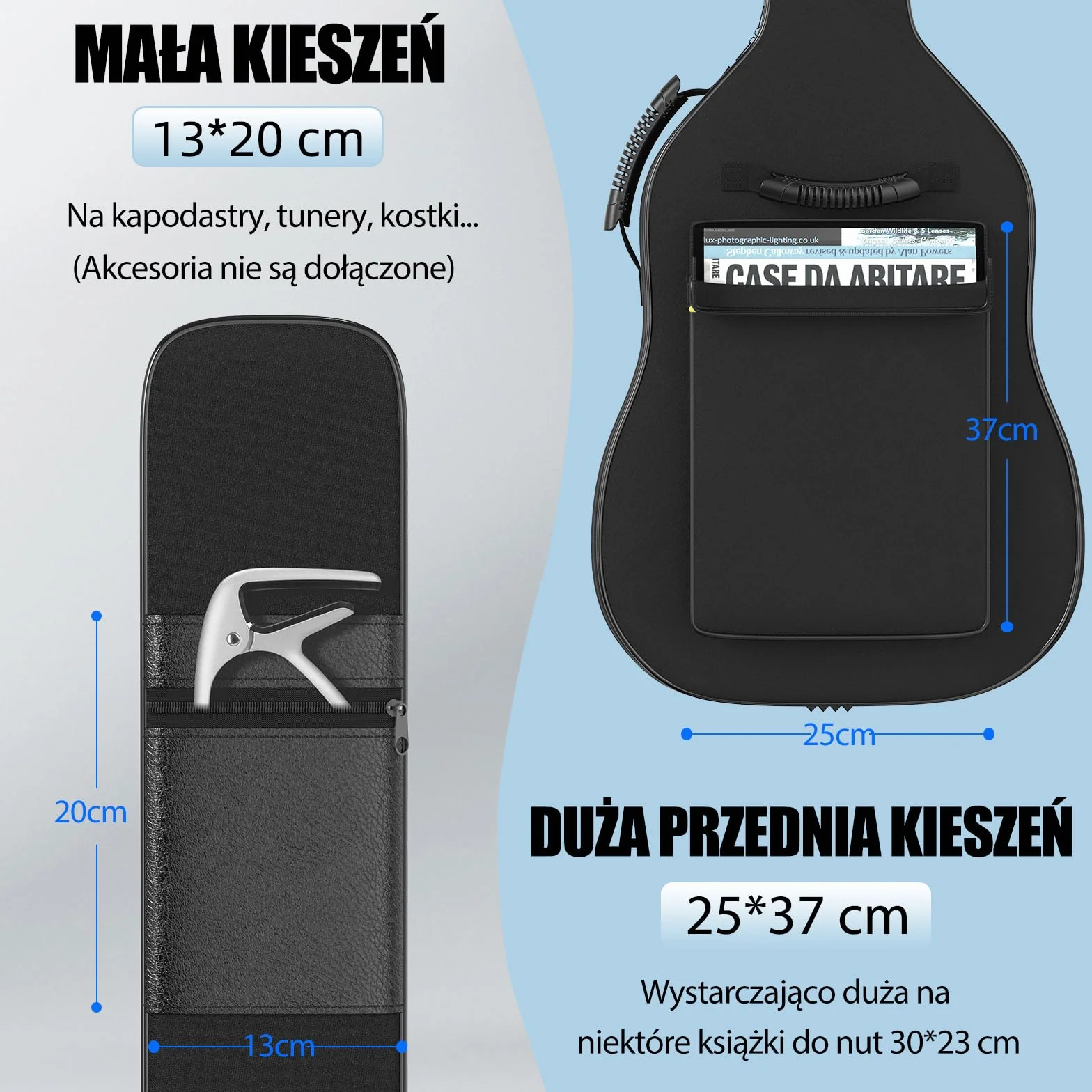 GLEAM Torba na gitarę – 8 mm wyściółka z gąbki do akustyki 104,1 cm – wodoszczelna