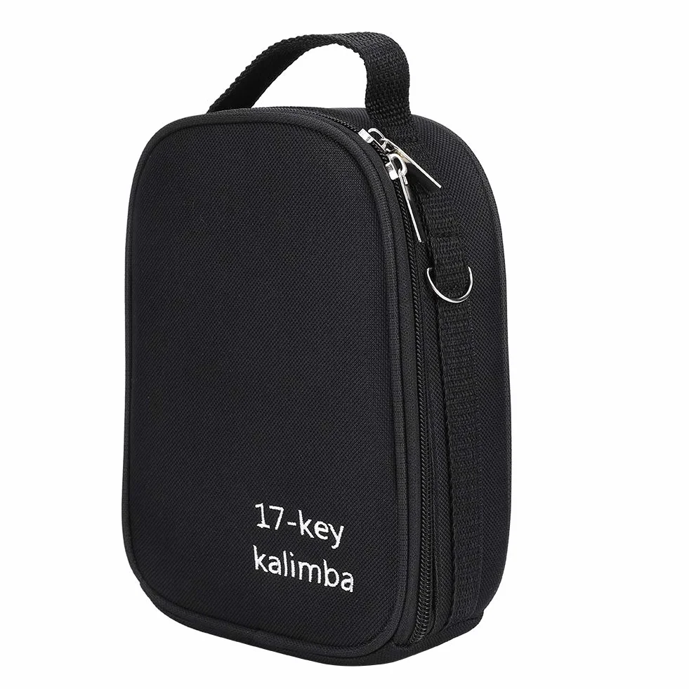 Kalimba etui, przenośne anty-uderzenia z paskiem Kalimba torebka pudełko, odporne na wstrząsy czarne 17 kluczy na kciuki kalimba palec fortepian