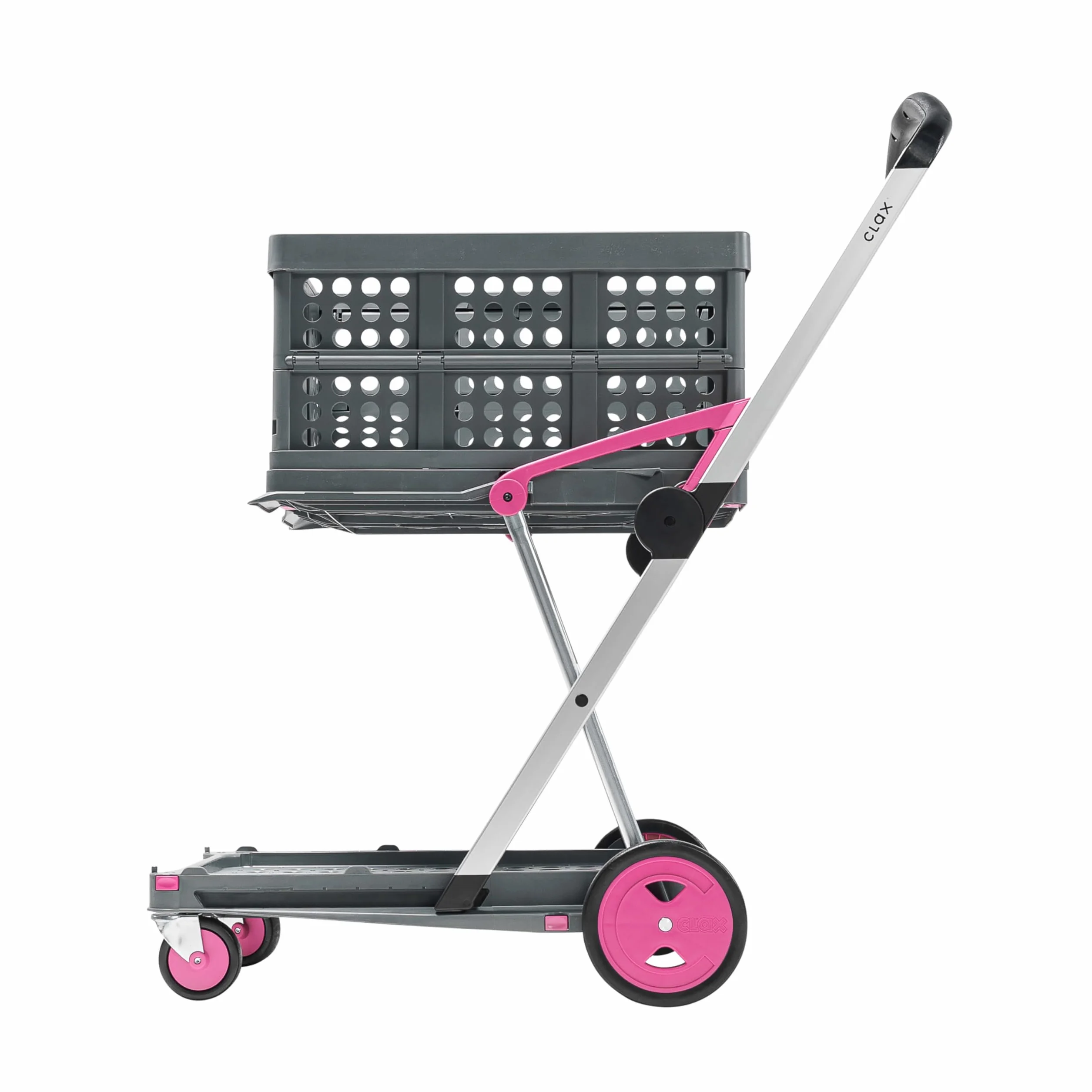 CLAX® Wózek ręczny, wózek transportowy, w zestawie składane pudełko, różowy