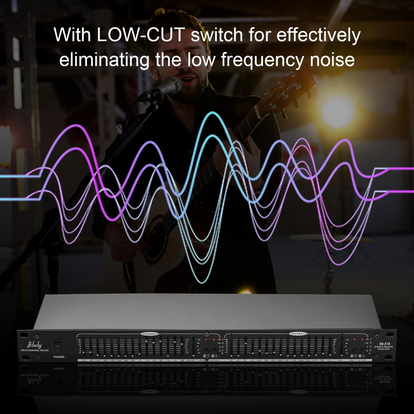 Btuty Eq-215 15-pasmowy dwukanałowy korektor graficzny 1u 2-kanałowy korektor graficzny stereo z mocowaniem do stojaka
