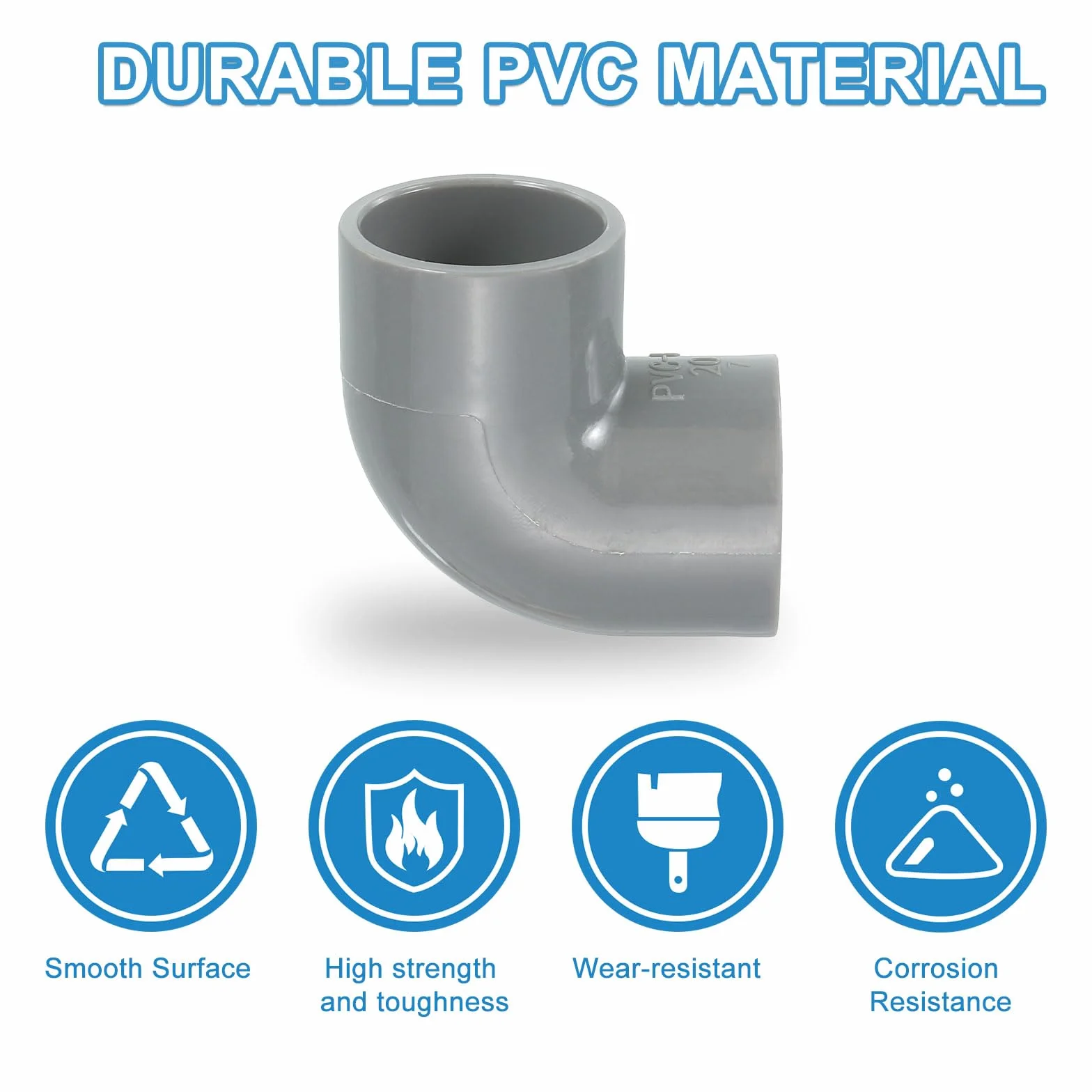 QUARKZMAN 20 mm, 6 sztuk złączek rurowych z PCW, 90 stopni, złącze redukcyjne, złączka rurowa, złącze rurowe, adapter do ogrodu, gospodarstwa rolnego, nawadniania, armatury wodnej, kolor szary