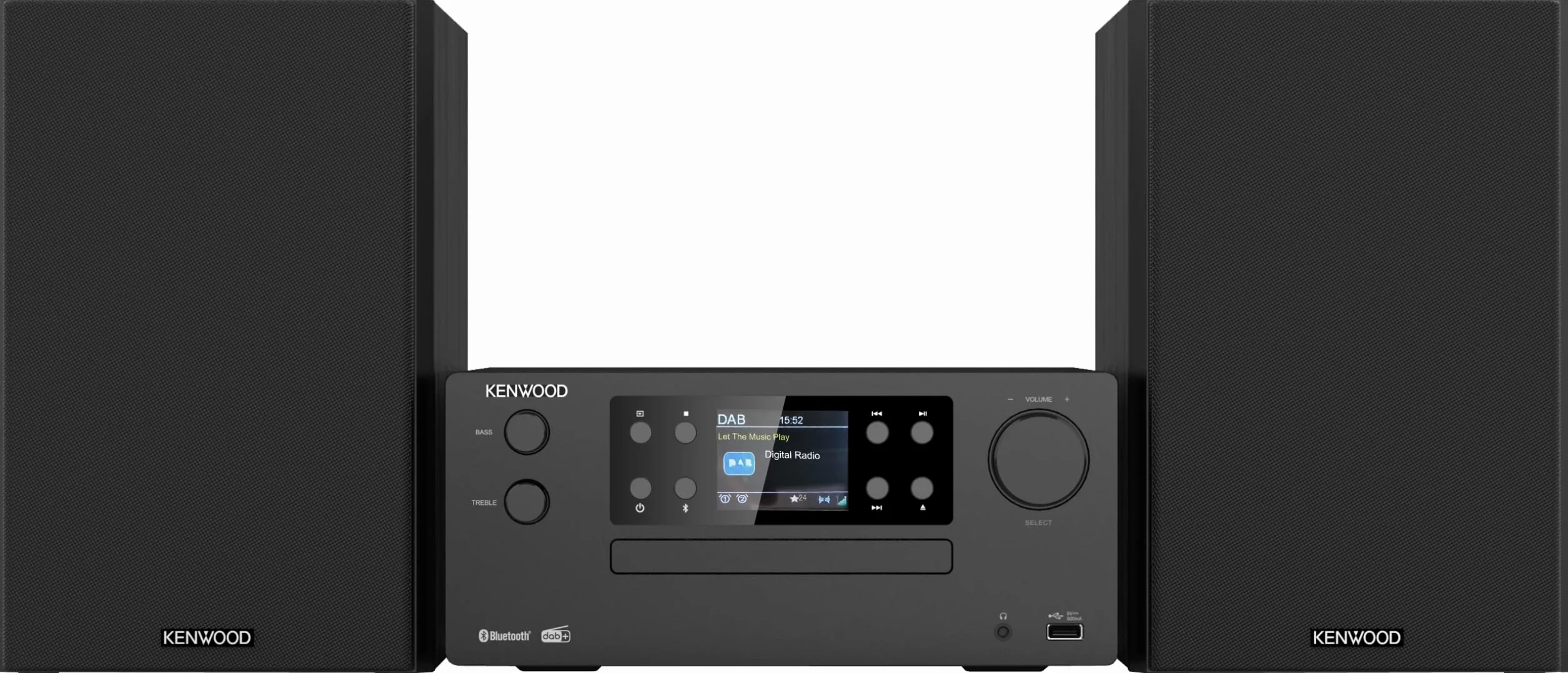 KENWOOD M-925DAB-B - Micro Hi-Fi system DAB+, CD, USB, Bluetooth, 2 x 50 W RMS i wyświetlacz TFT, kolor czarny (Midnight Black)
