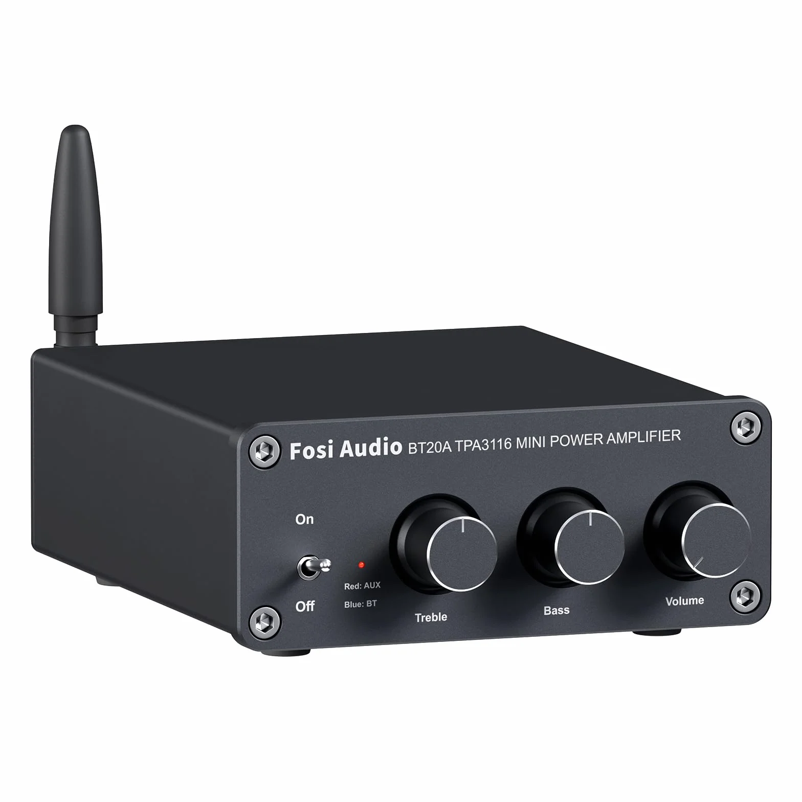 Fosi Audio BT20A Bluetooth 5.0 Stereo Audio 2-kanałowy wzmacniacz, wbudowany odbiornik, wzmacniacz mini HiFi klasy D 2.0CH do głośników domowych 100 W x 2, z regulatorem basów i wysokości TPA3116