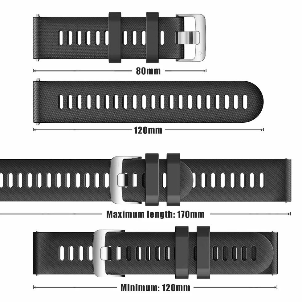 Silikonowa bransoletka kompatybilna z Garmin Forerunner 255 / Vivoactive 4 / Venu 2, zapasowy pasek do Gear S3/Huawei Watch GT, dla kobiet i mężczyzn